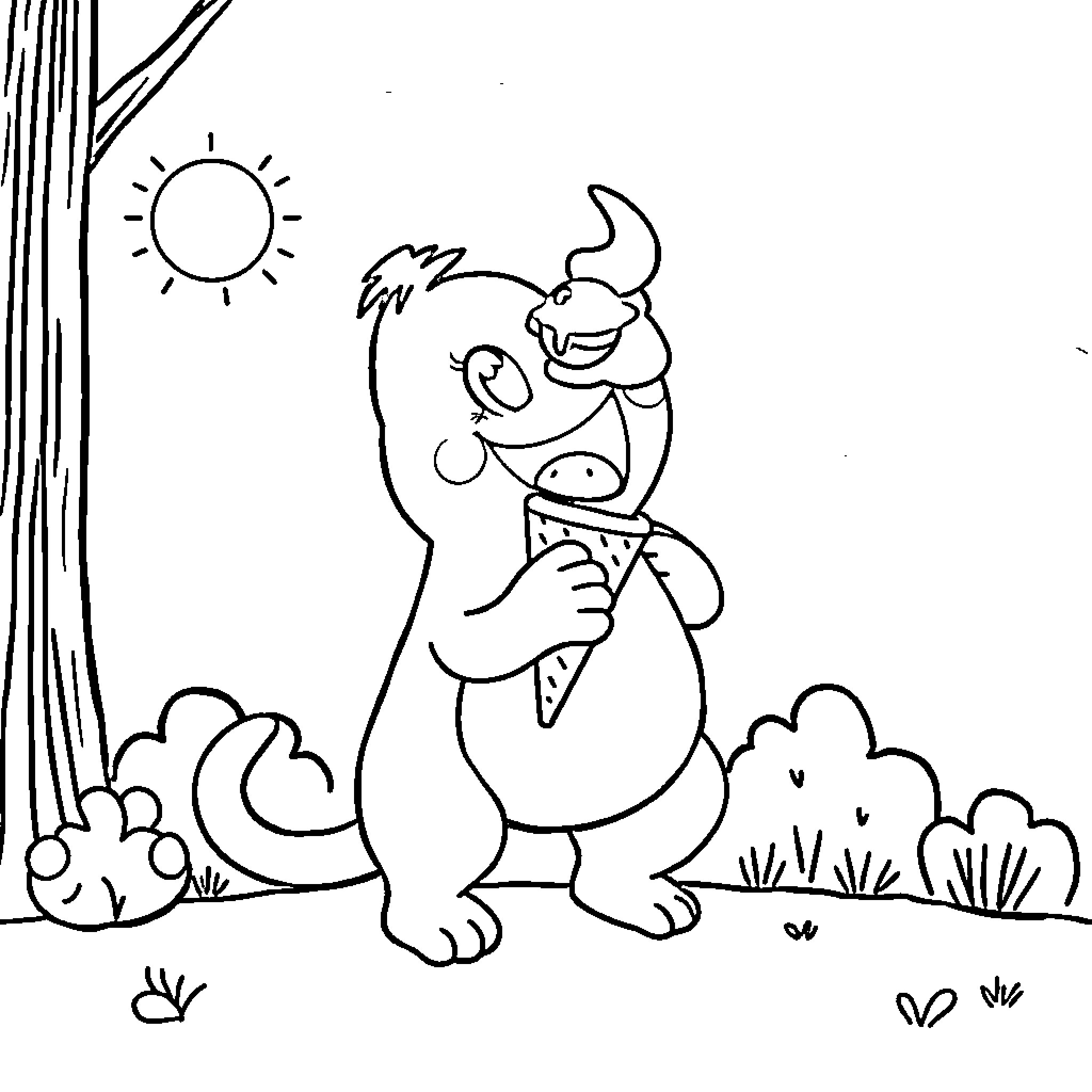 Bluey playing happily in the park Coloring Page (free black-and-white line drawing printable PDF for all, from beginners to advanced learners, including children, teens, adults, and seniors)