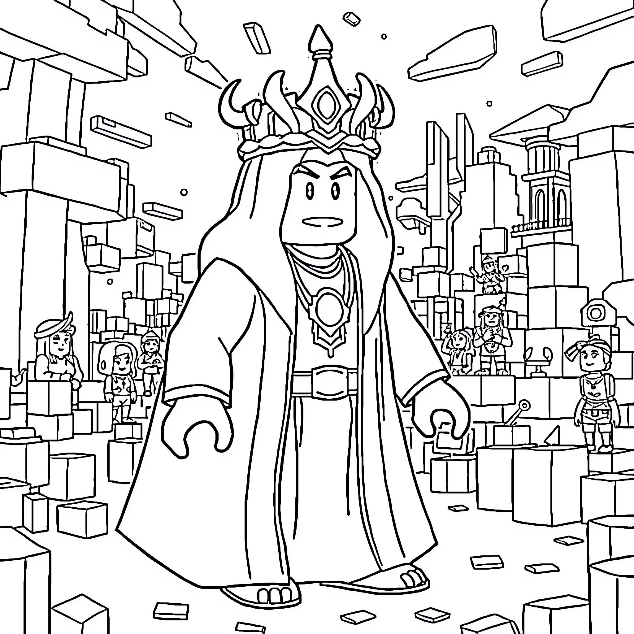 Jafar's Sinister Sorcery in the City Coloring Page (free black-and-white line drawing printable PDF for all, from beginners to advanced learners, including children, teens, adults, and seniors)