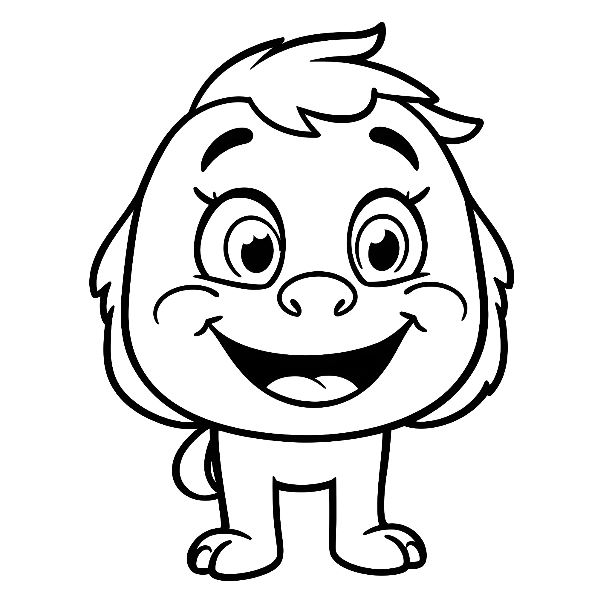 Breast Cartoon Character Smiling Happily Coloring Page (free black-and-white line drawing printable PDF for all, from beginners to advanced learners, including children, teens, adults, and seniors)