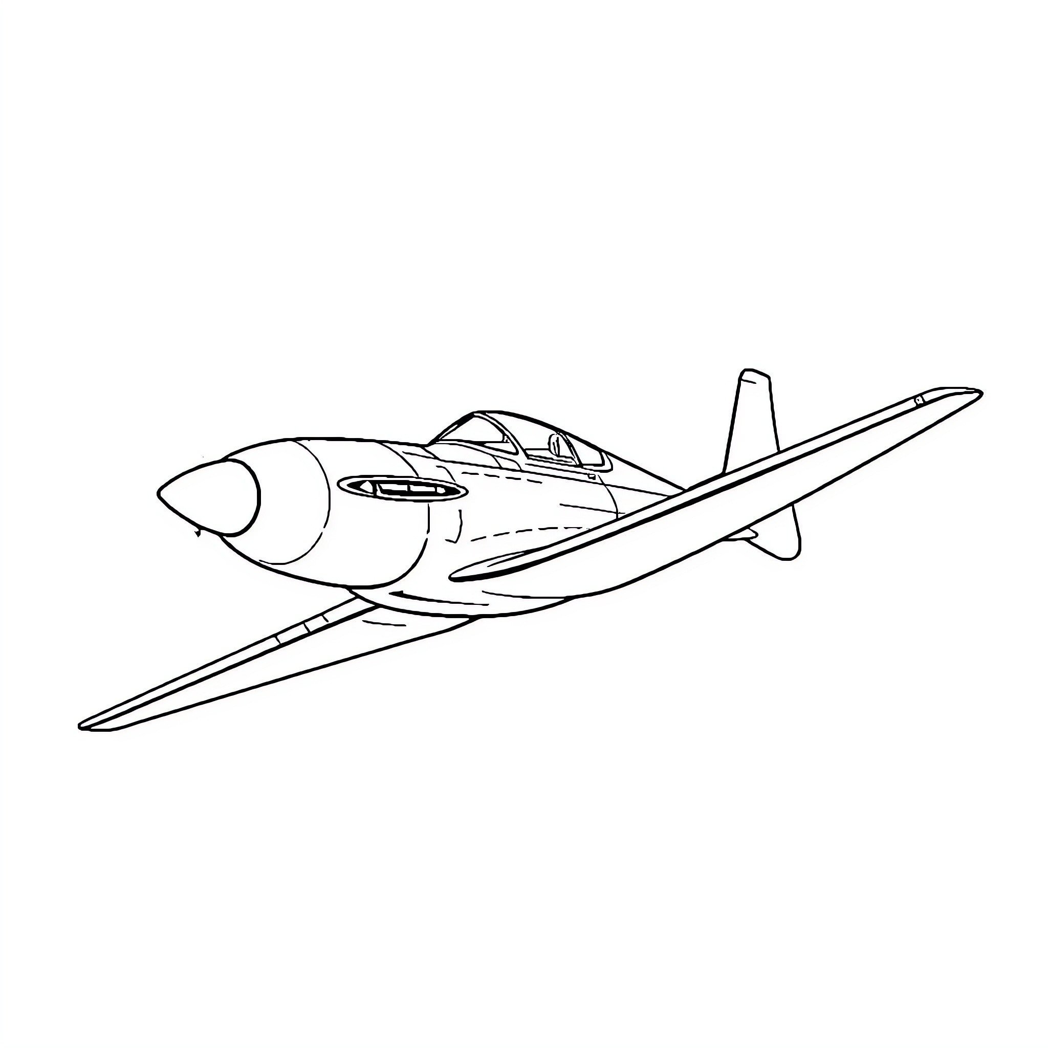 Jet soaring through the skies Coloring Page (free black-and-white line drawing printable PDF for all, from beginners to advanced learners, including children, teens, adults, and seniors)