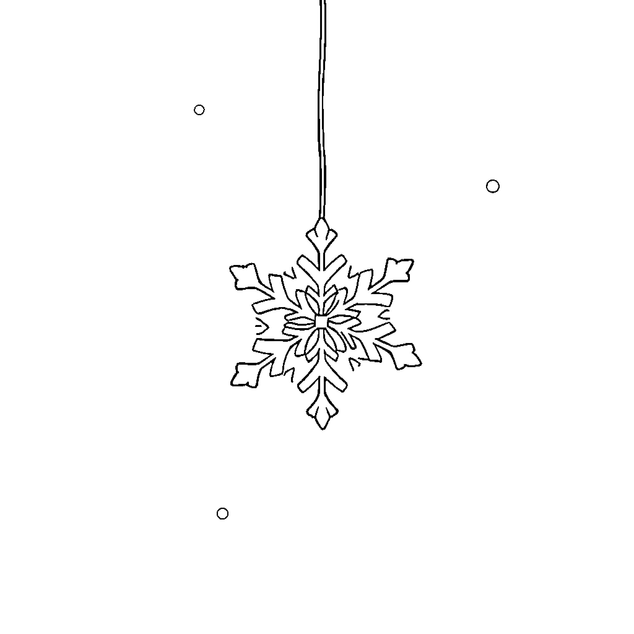 Snowflake Ornament Hanging in the Air Coloring Page (free black-and-white line drawing printable PDF for all, from beginners to advanced learners, including children, teens, adults, and seniors)