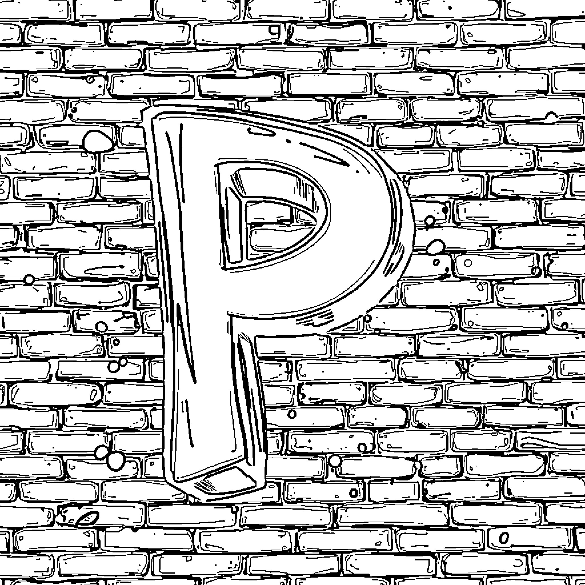 Peering through the Brickwork Coloring Page (free black-and-white line drawing printable PDF for all, from beginners to advanced learners, including children, teens, adults, and seniors)