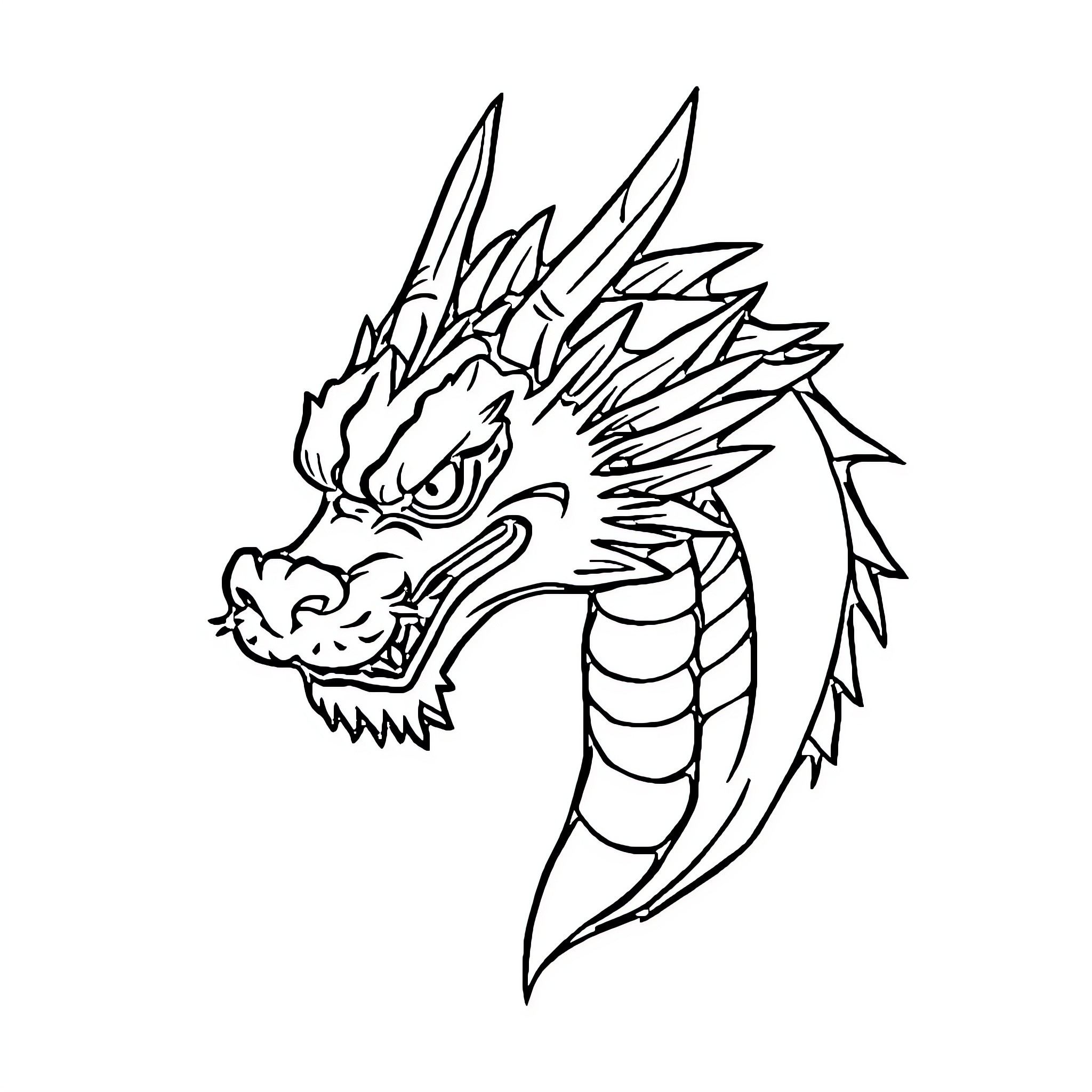 Dragon Fiercely Defending its Territory Coloring Page (free black-and-white line drawing printable PDF for all, from beginners to advanced learners, including children, teens, adults, and seniors)