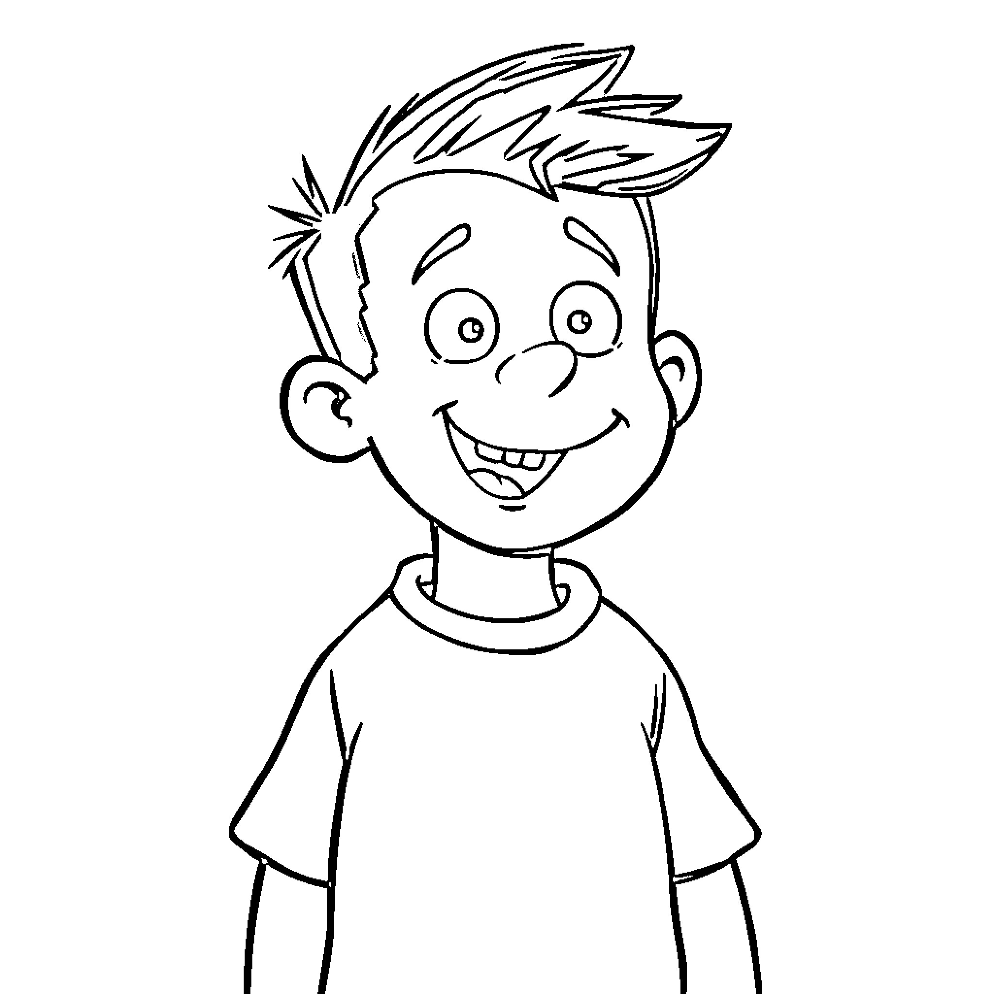 Bob's happy and excited expression Coloring Page (free black-and-white line drawing printable PDF for all, from beginners to advanced learners, including children, teens, adults, and seniors)