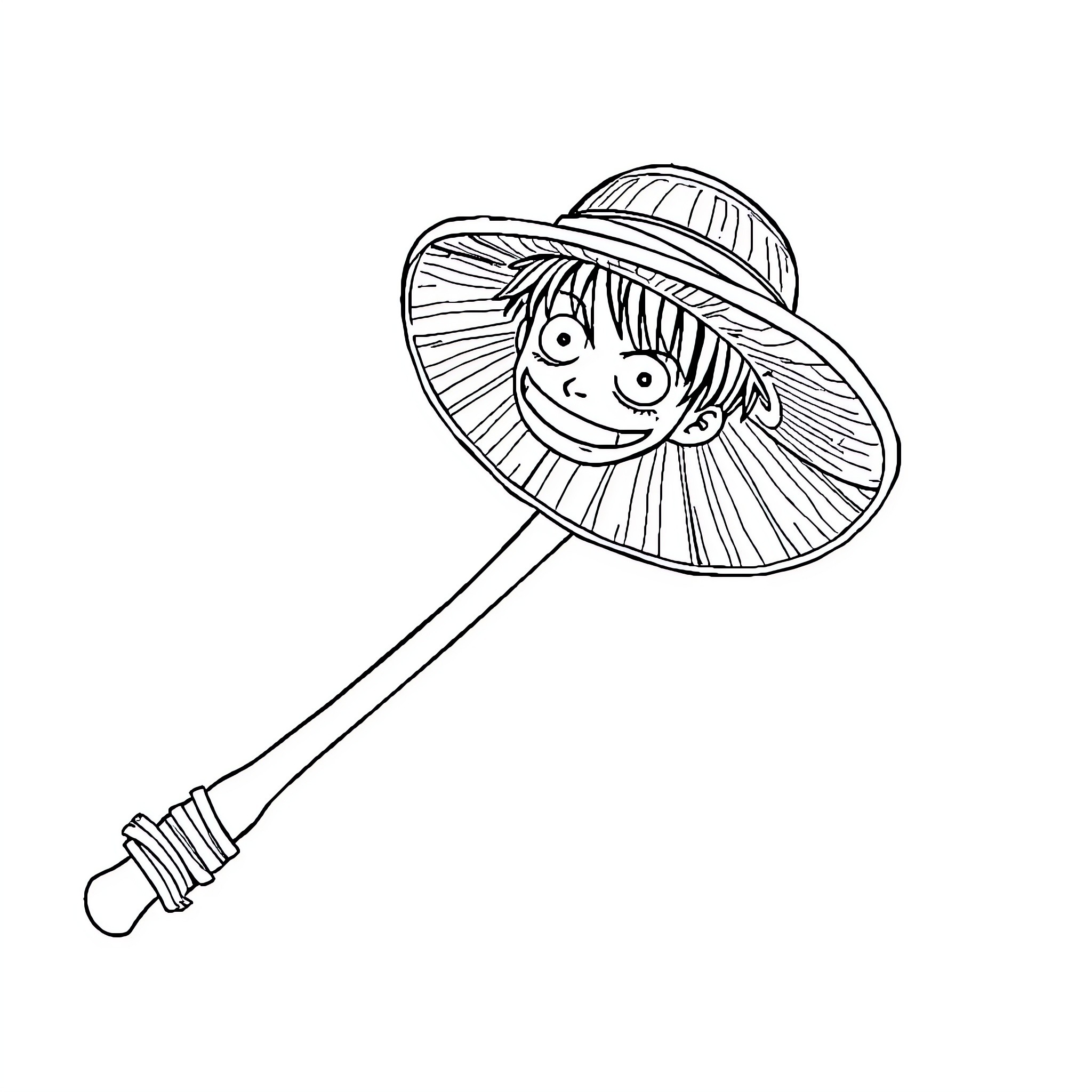 Stick figure wearing an adventurous hat Coloring Page (free black-and-white line drawing printable PDF for all, from beginners to advanced learners, including children, teens, adults, and seniors)