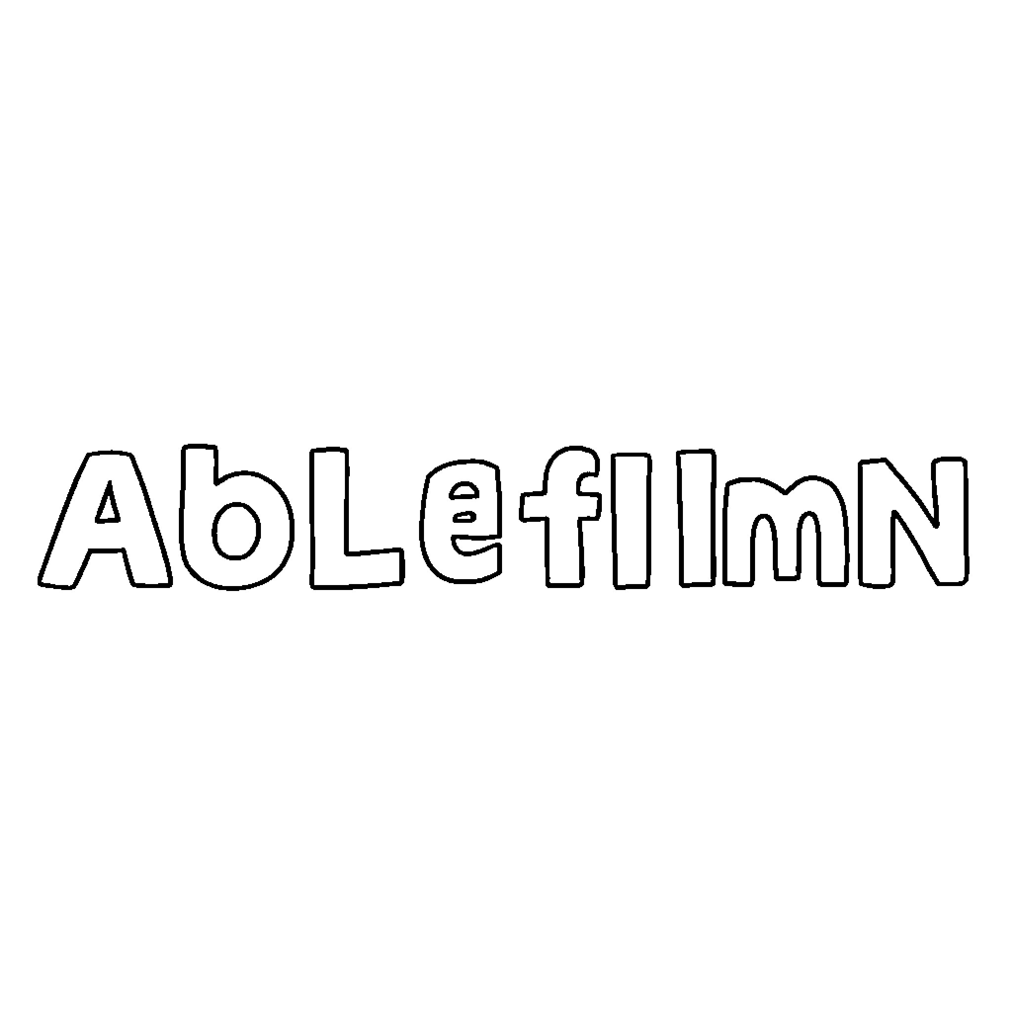 Alphabet letters forming the word Ablefinn Coloring Page (free black-and-white line drawing printable PDF for all, from beginners to advanced learners, including children, teens, adults, and seniors)