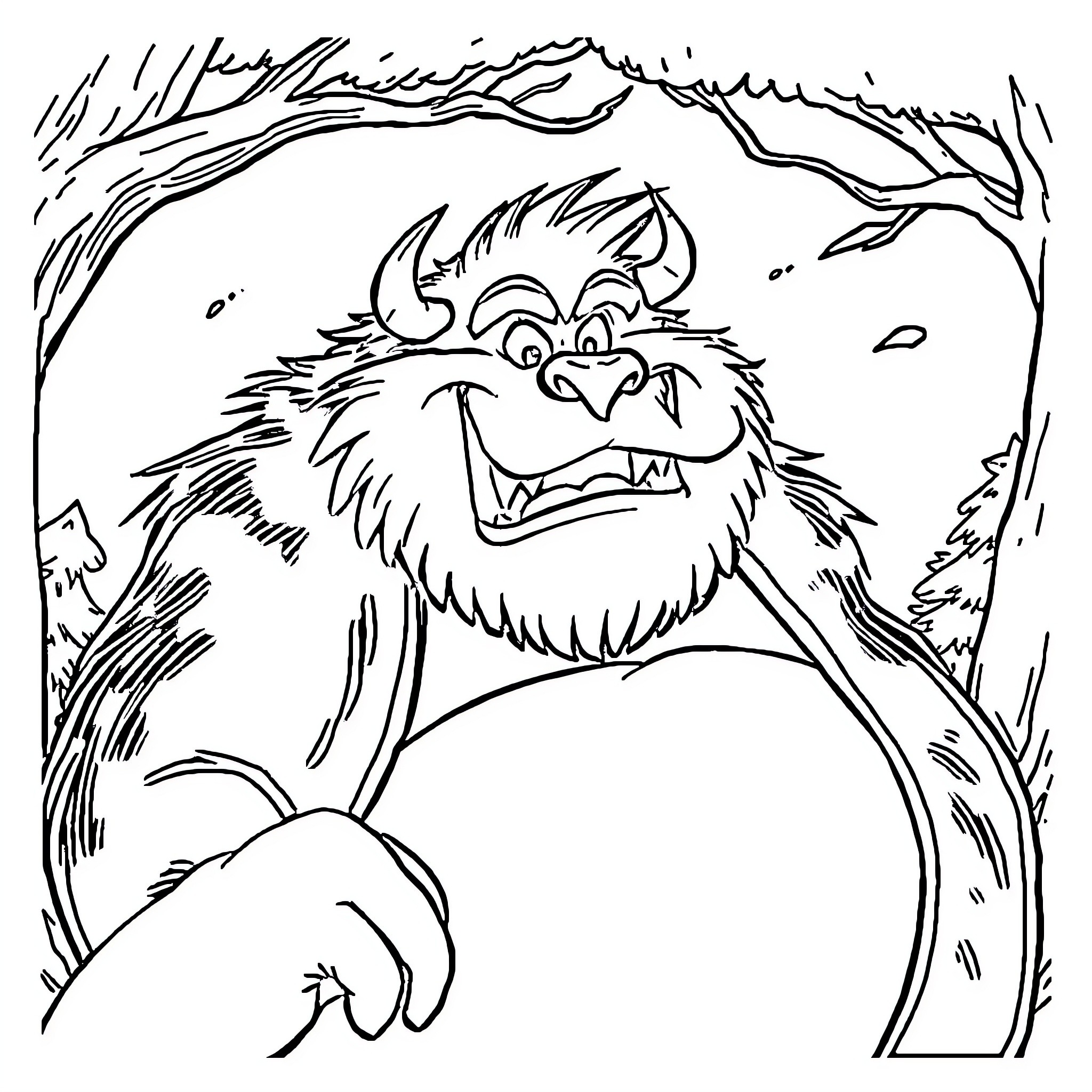 Mr Beast's Monstrous Adventure in the Forest Coloring Page (free black-and-white line drawing printable PDF for all, from beginners to advanced learners, including children, teens, adults, and seniors)