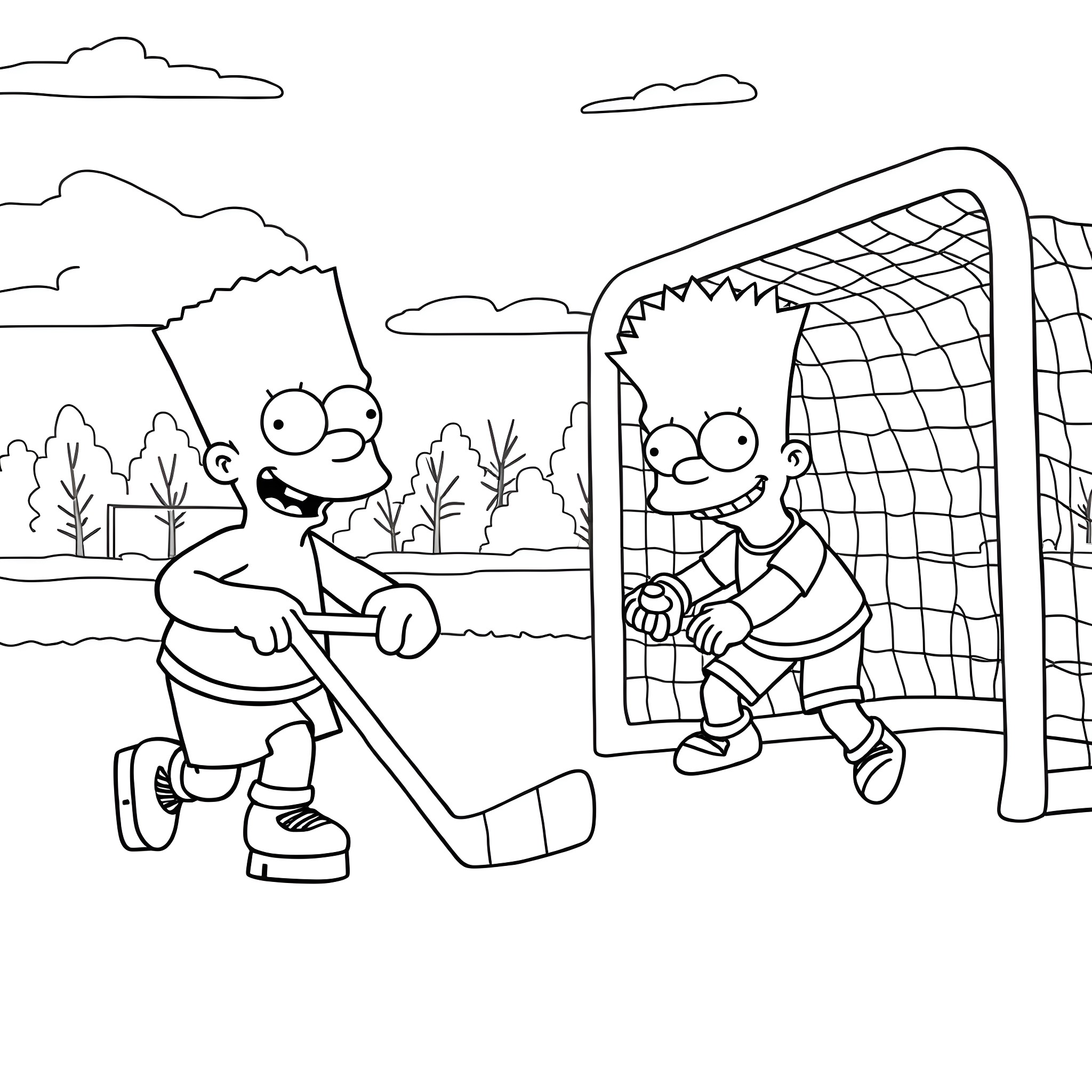 Bluey's Fun Day at the Park Playing Soccer Coloring Page (free black-and-white line drawing printable PDF for all, from beginners to advanced learners, including children, teens, adults, and seniors)