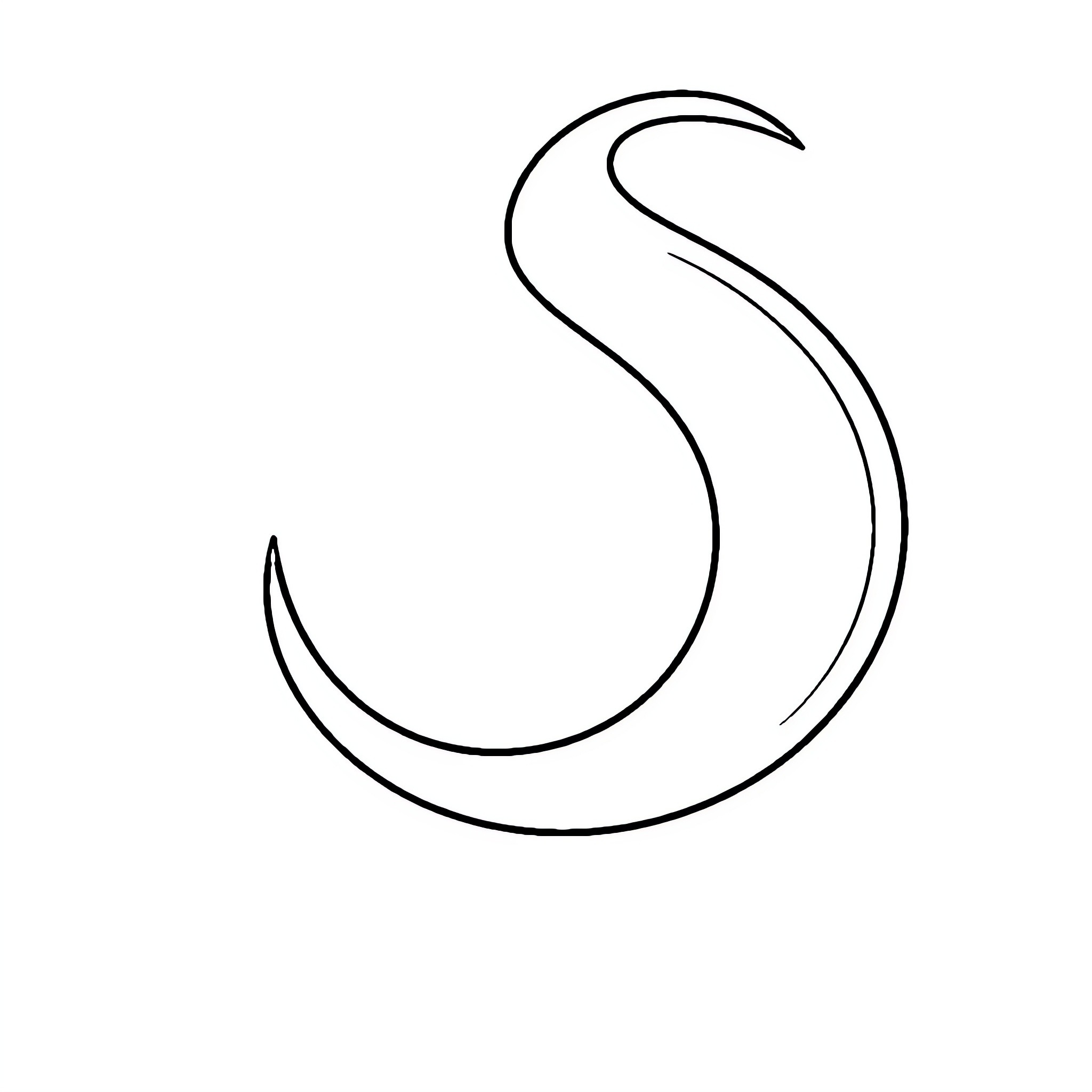 Letter S Forming Elegant Curve Coloring Page (free black-and-white line drawing printable PDF for all, from beginners to advanced learners, including children, teens, adults, and seniors)
