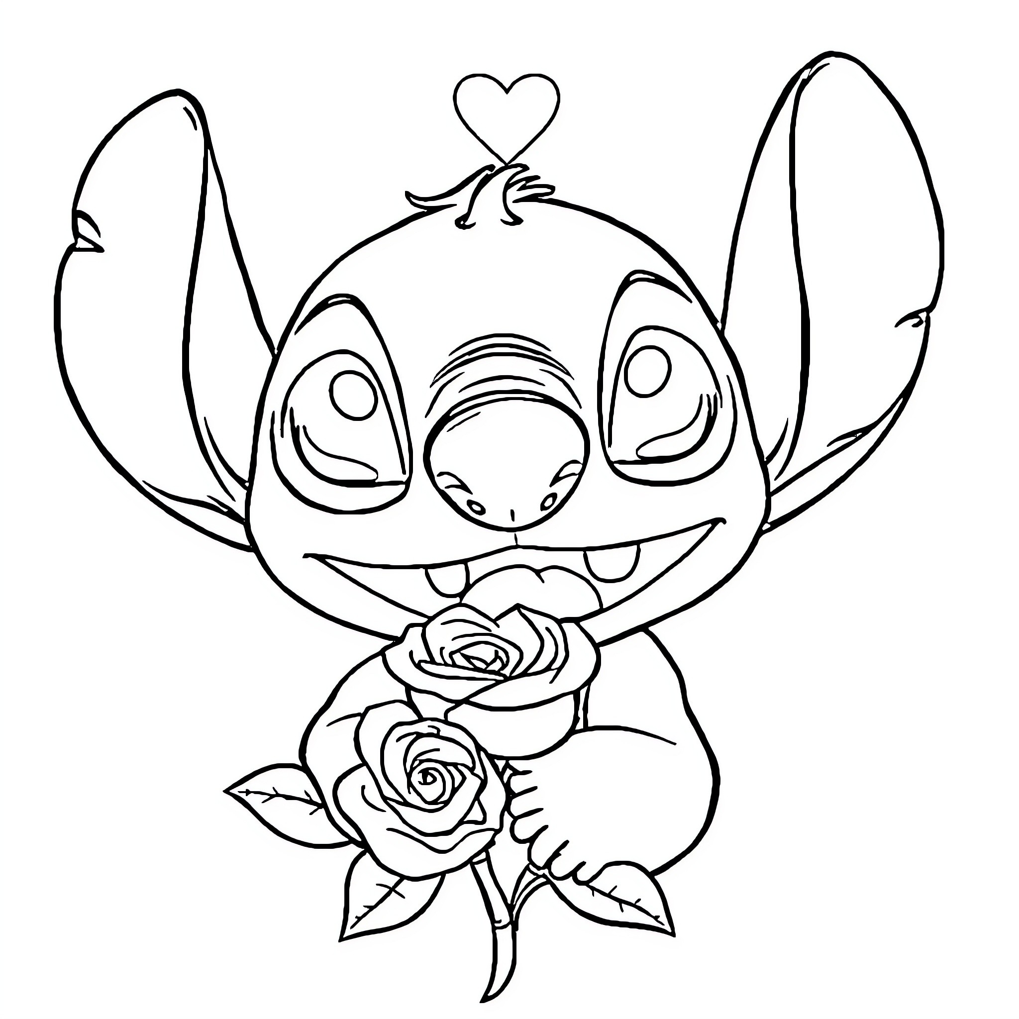 Heart-shaped Joy with Floral Delight Coloring Page (free black-and-white line drawing printable PDF for all, from beginners to advanced learners, including children, teens, adults, and seniors)
