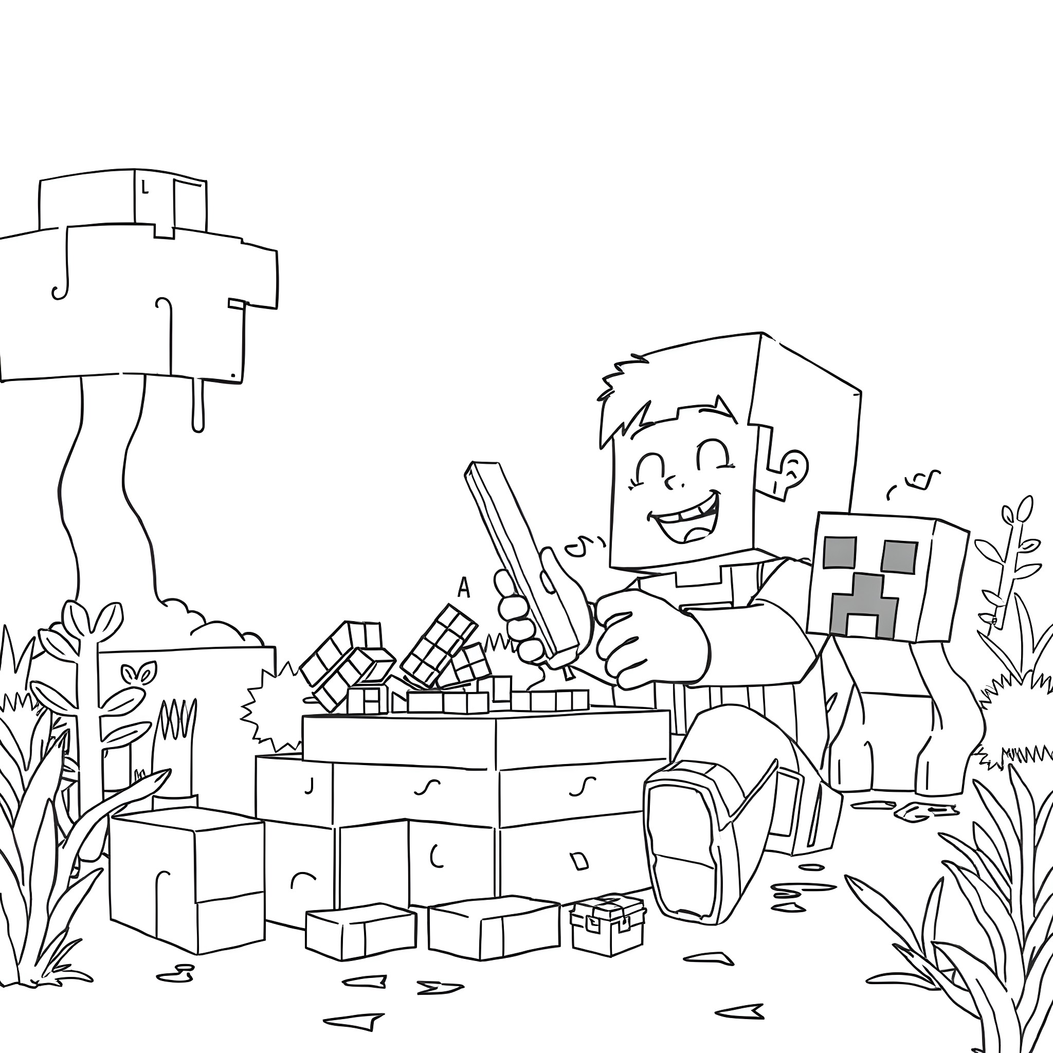 Melanie Martinez exploring a whimsical world Coloring Page (free black-and-white line drawing printable PDF for all, from beginners to advanced learners, including children, teens, adults, and seniors)