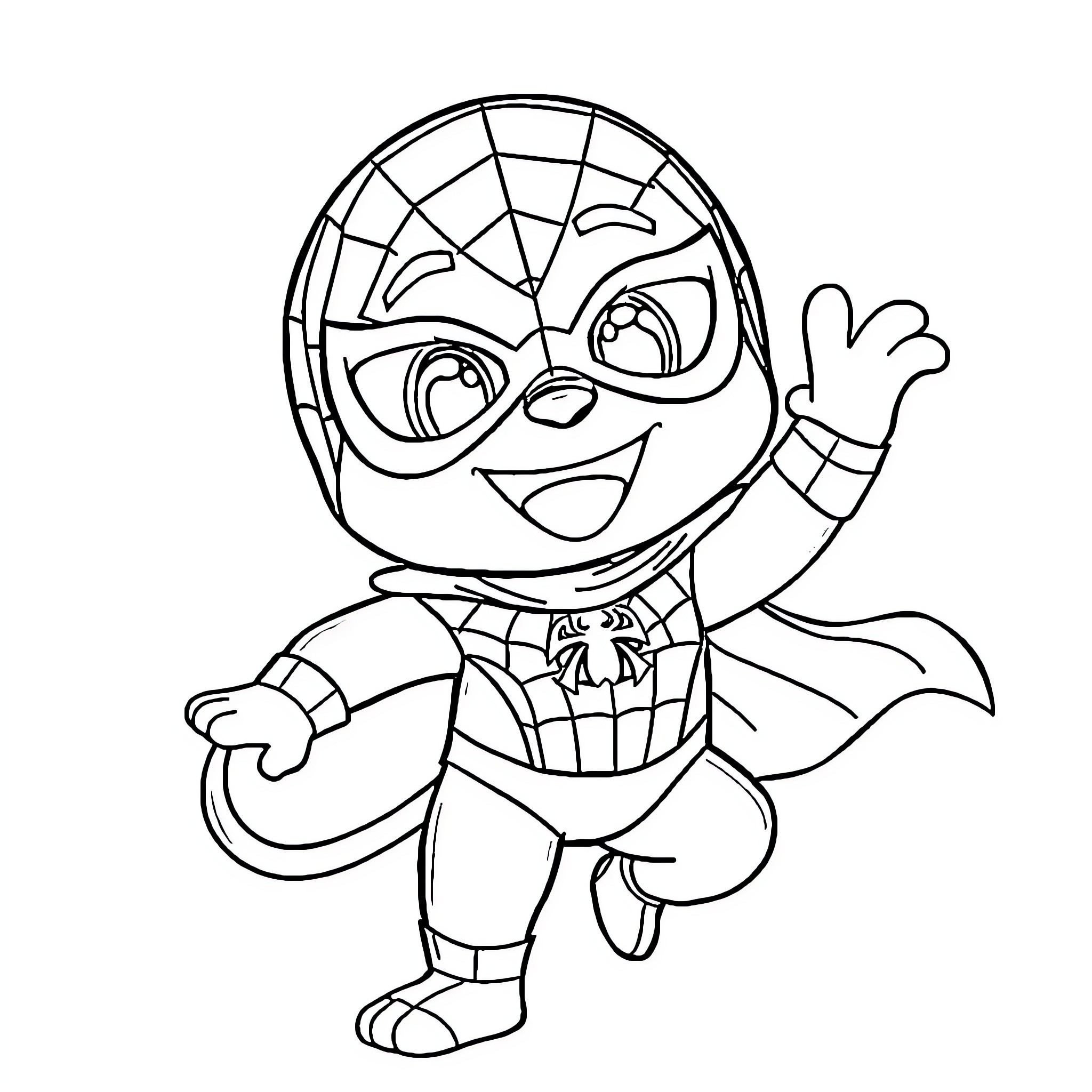 Bluey as friendly cartoon superhero Coloring Page (free black-and-white line drawing printable PDF for all, from beginners to advanced learners, including children, teens, adults, and seniors)