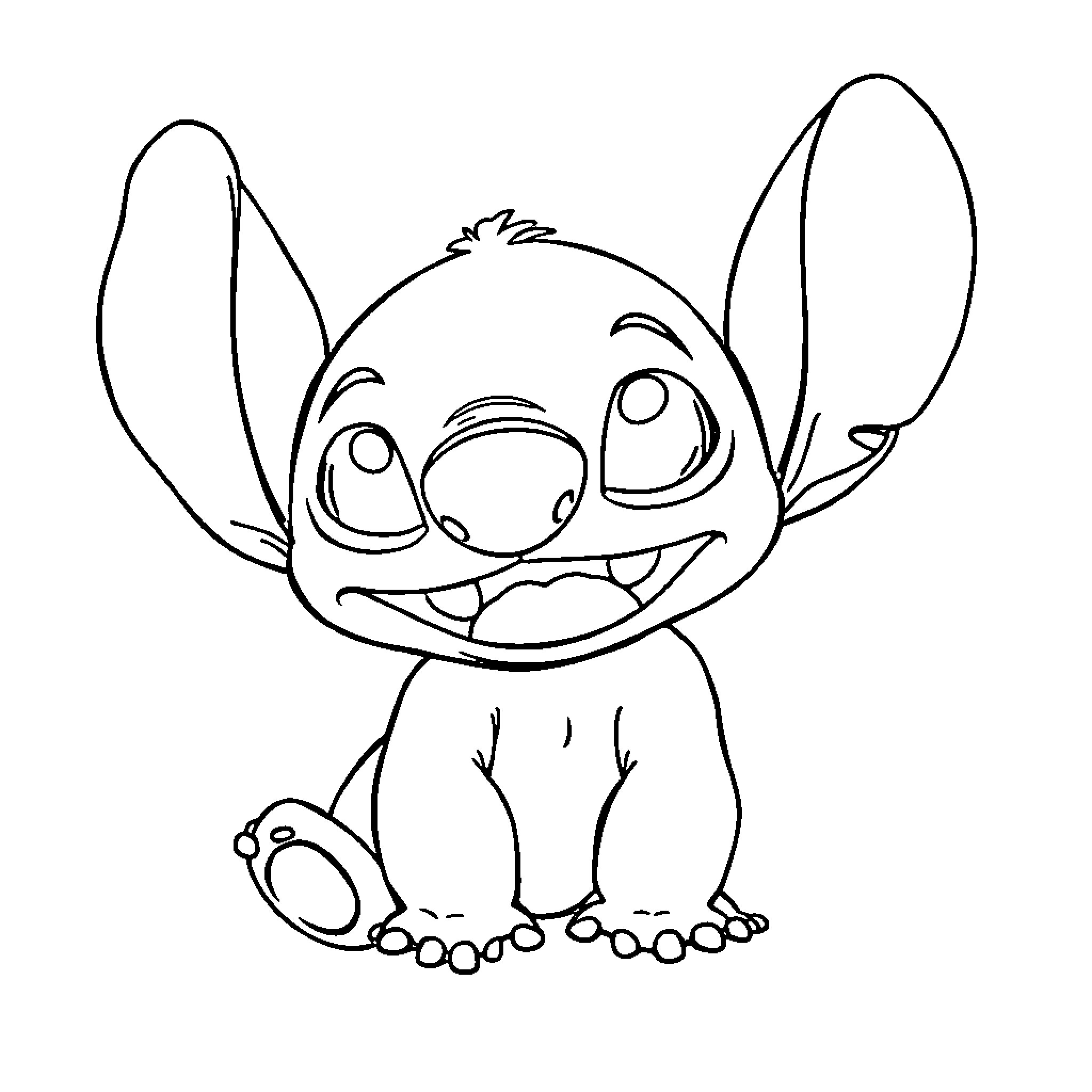 Stitch's Mischievous Antics Coloring Page (free black-and-white line drawing printable PDF for all, from beginners to advanced learners, including children, teens, adults, and seniors)
