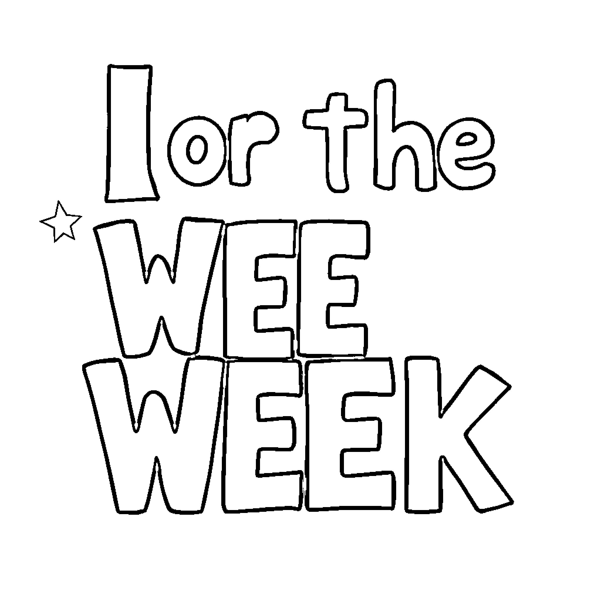 Letter I: For the Wee Week Coloring Page (free black-and-white line drawing printable PDF for all, from beginners to advanced learners, including children, teens, adults, and seniors)