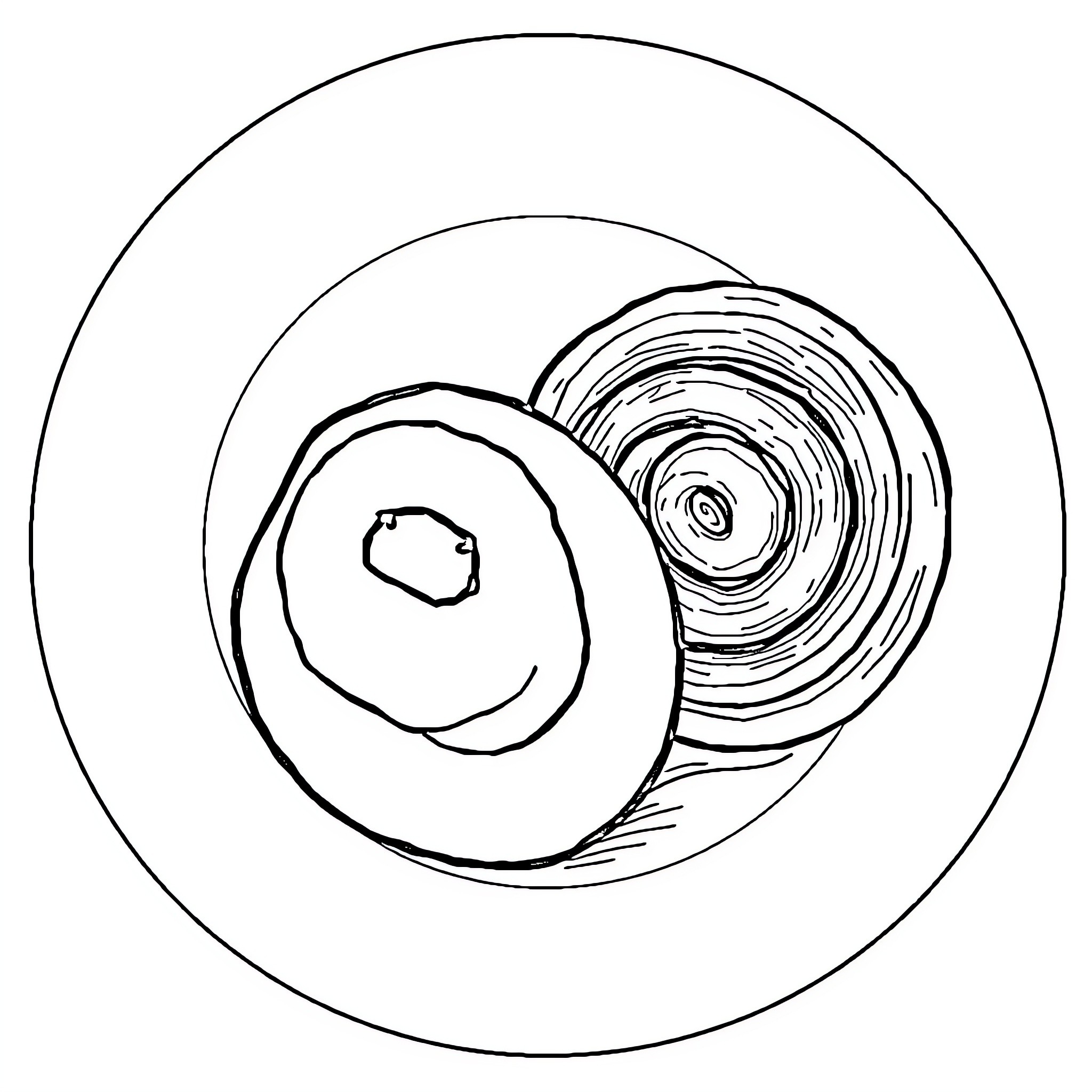 Kurimi's swirling motion and abstract form Coloring Page (free black-and-white line drawing printable PDF for all, from beginners to advanced learners, including children, teens, adults, and seniors)