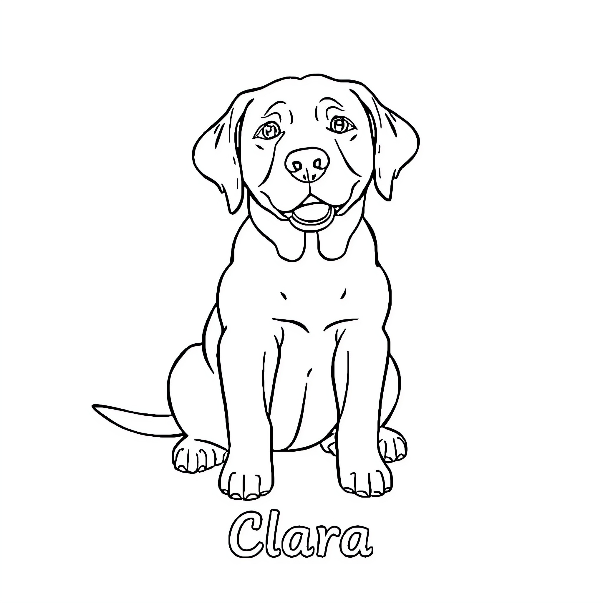 Labrador dog sitting and looking at the viewer Coloring Page (free black-and-white line drawing printable PDF for all, from beginners to advanced learners, including children, teens, adults, and seniors)