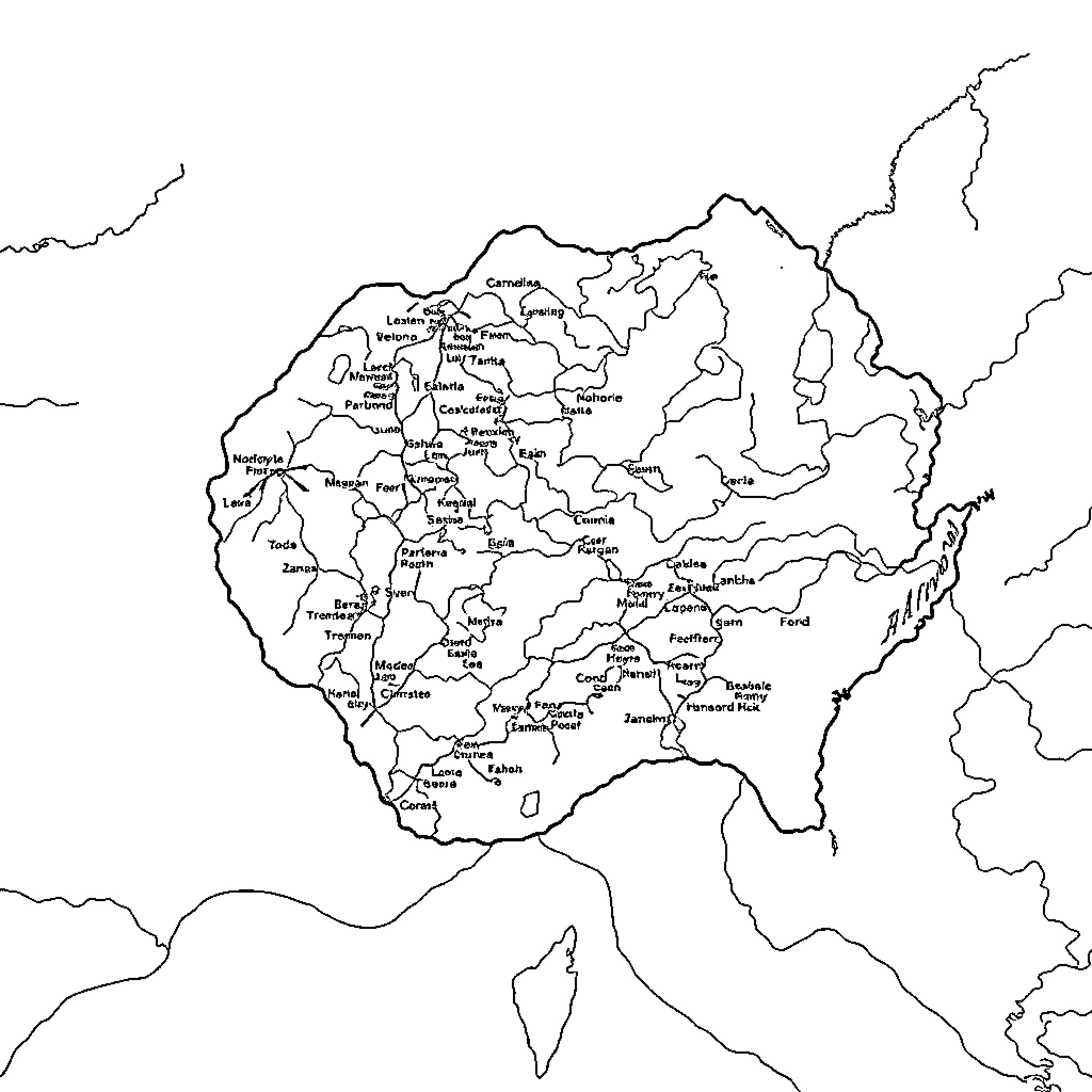 Map of administrative regions and boundaries Coloring Page (free black-and-white line drawing printable PDF for all, from beginners to advanced learners, including children, teens, adults, and seniors)