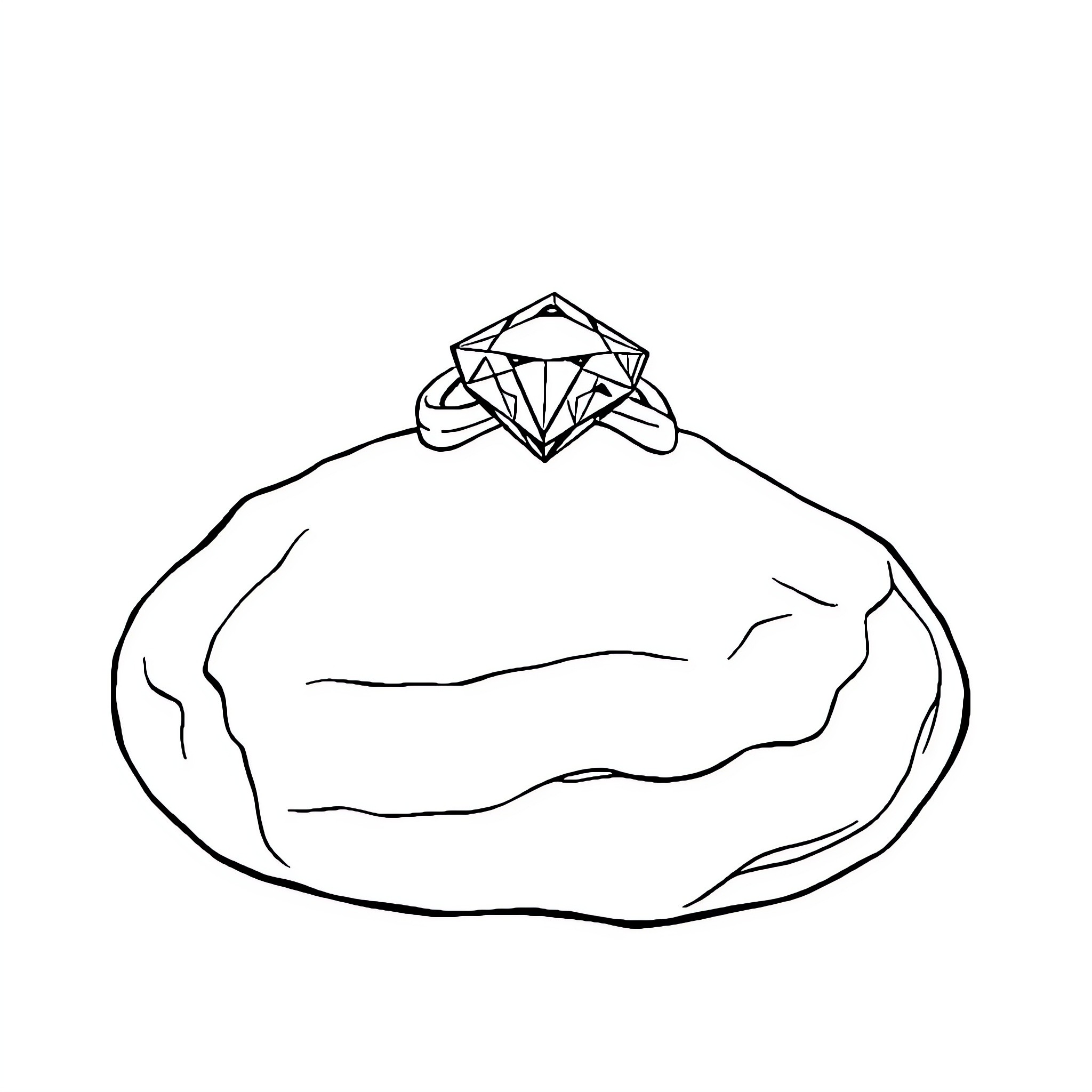 Rock with Geometric Diamond-Shaped Gem Coloring Page (free black-and-white line drawing printable PDF for all, from beginners to advanced learners, including children, teens, adults, and seniors)