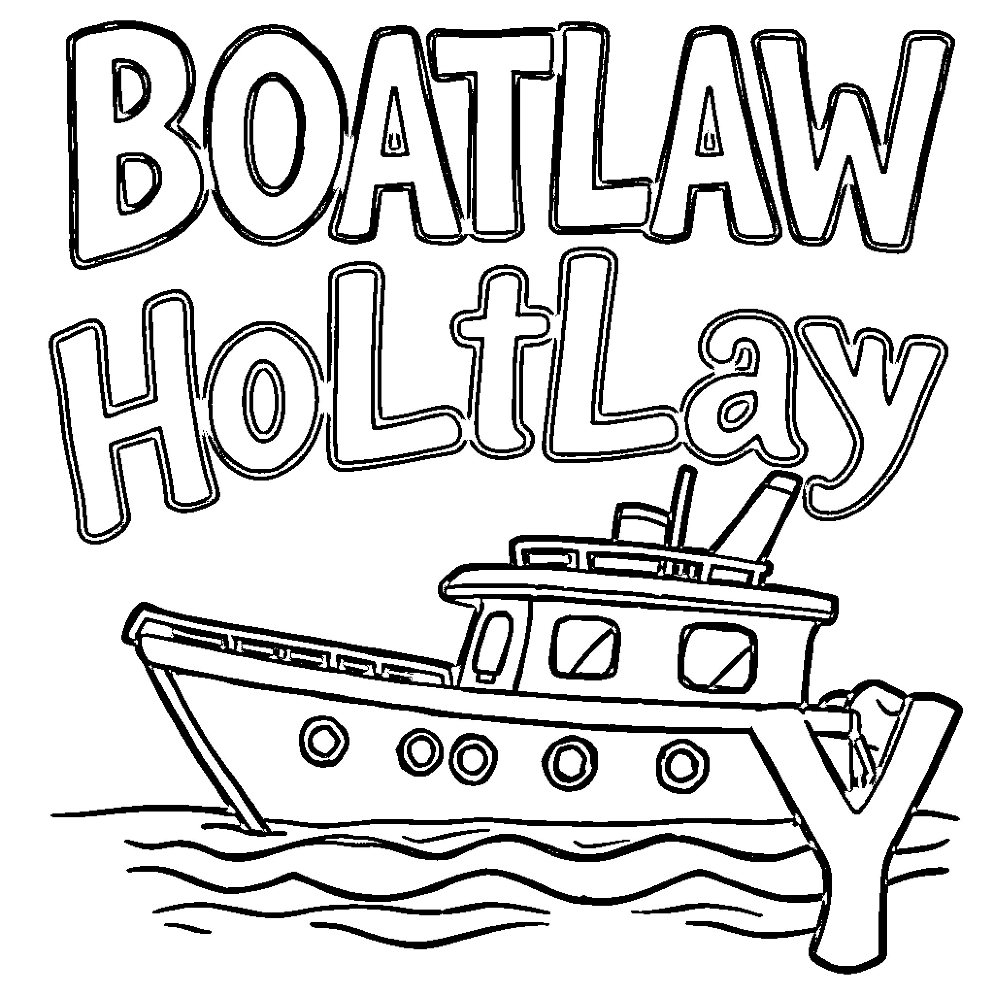 Boat sailing on the holiday Coloring Page (free black-and-white line drawing printable PDF for all, from beginners to advanced learners, including children, teens, adults, and seniors)