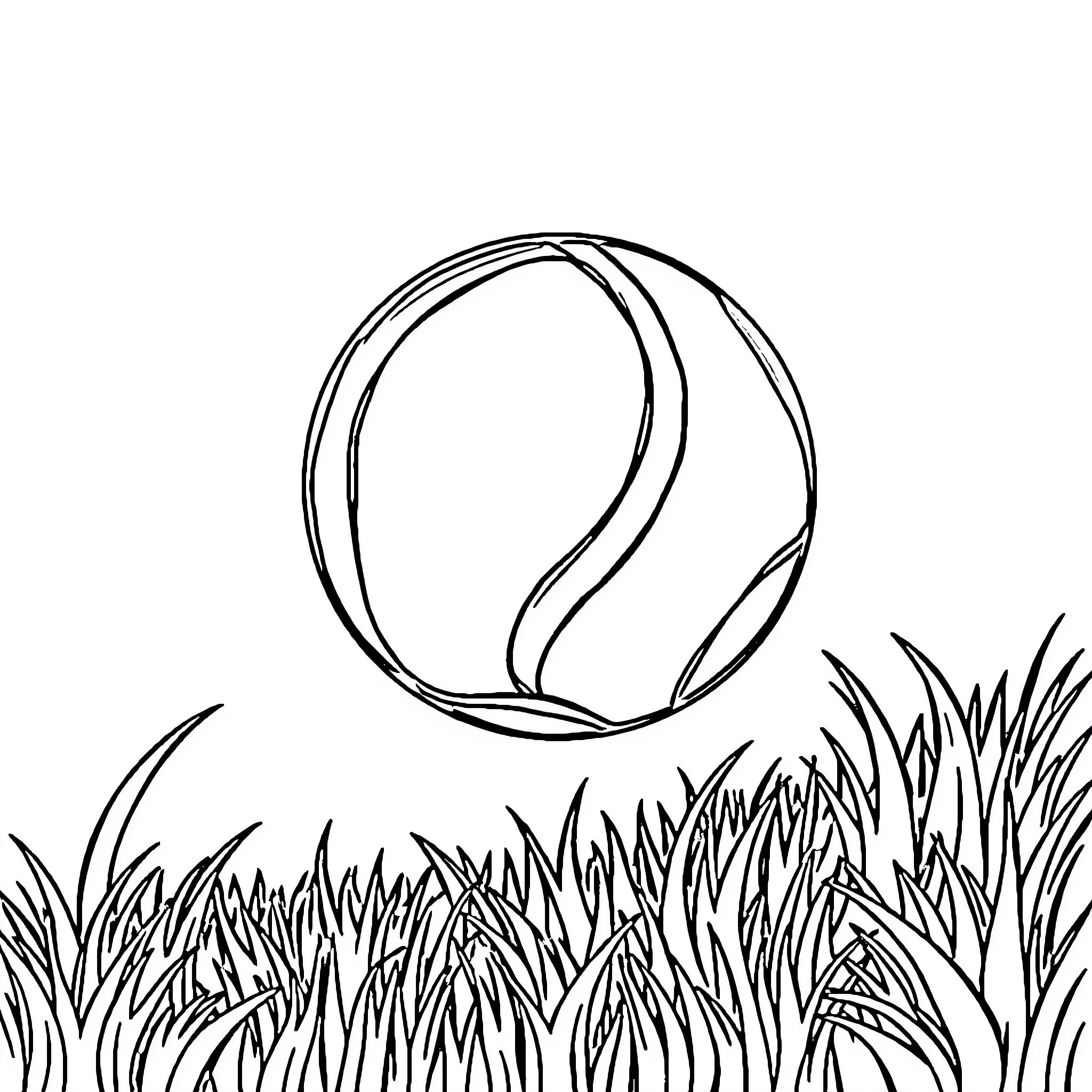 Ball rolling in the grassy field Coloring Page (free black-and-white line drawing printable PDF for all, from beginners to advanced learners, including children, teens, adults, and seniors)