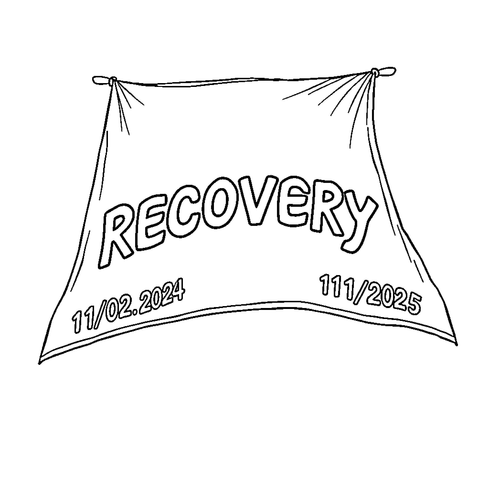 Banner of Recovery from 11/02/2024 to 11/2025 Coloring Page (free black-and-white line drawing printable PDF for all, from beginners to advanced learners, including children, teens, adults, and seniors)
