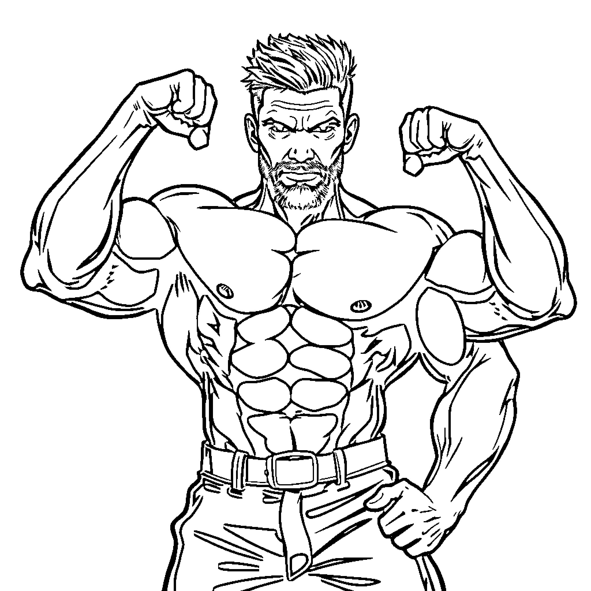Colt Ricketts, the muscular and determined character Coloring Page (free black-and-white line drawing printable PDF for all, from beginners to advanced learners, including children, teens, adults, and seniors)