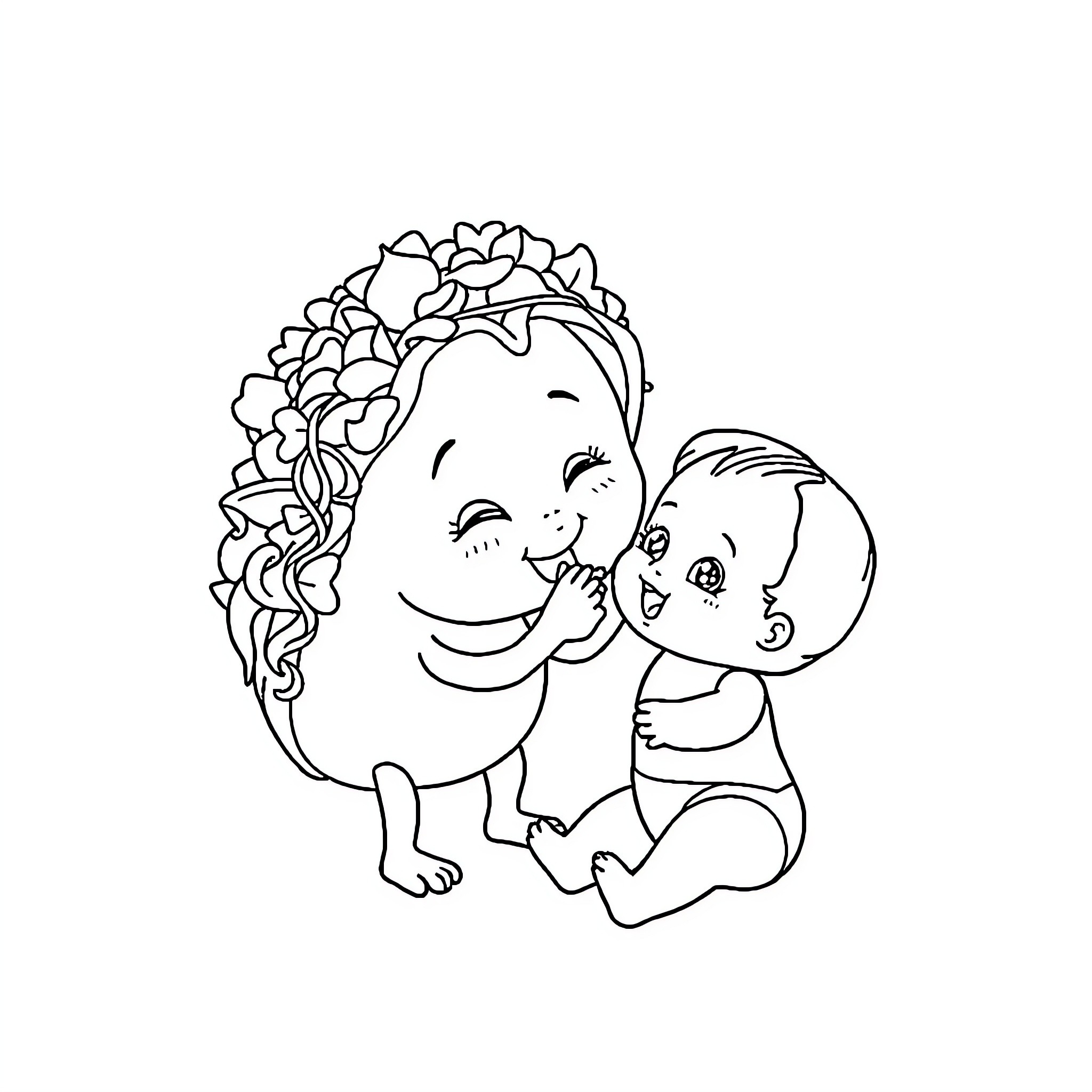 Taco Siblings sharing joyful moment Coloring Page (free black-and-white line drawing printable PDF for all, from beginners to advanced learners, including children, teens, adults, and seniors)