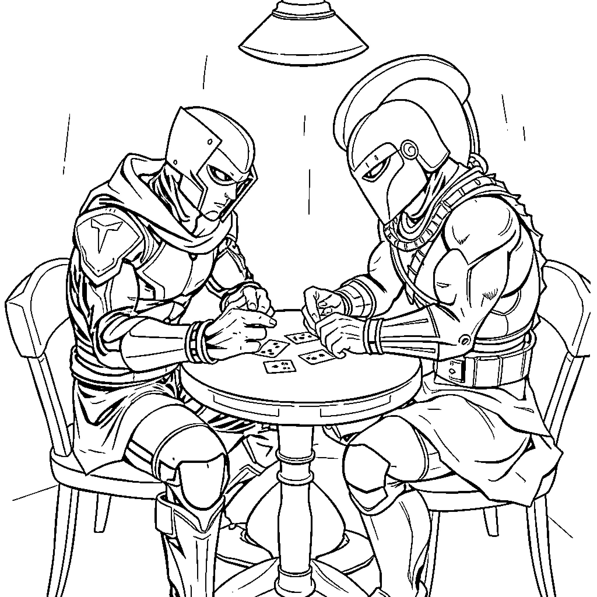 Subzero Opponents Engage in Tactical Maneuver Coloring Page (free black-and-white line drawing printable PDF for all, from beginners to advanced learners, including children, teens, adults, and seniors)