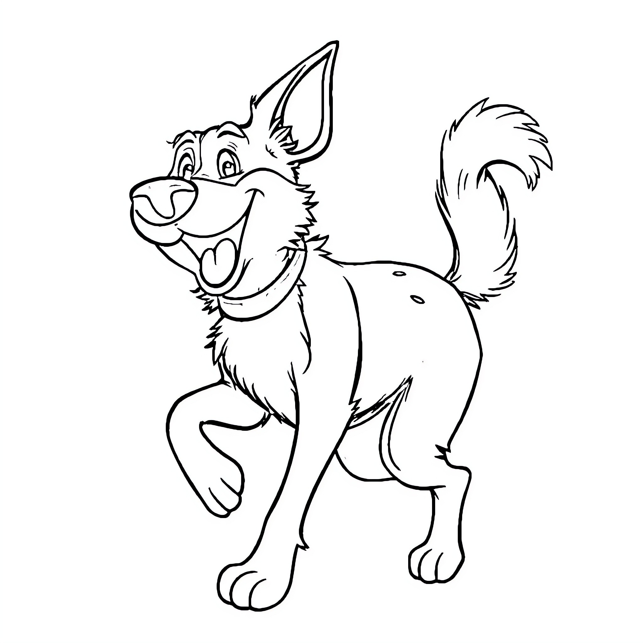 Blue Heeler happily wagging its tail Coloring Page (free black-and-white line drawing printable PDF for all, from beginners to advanced learners, including children, teens, adults, and seniors)