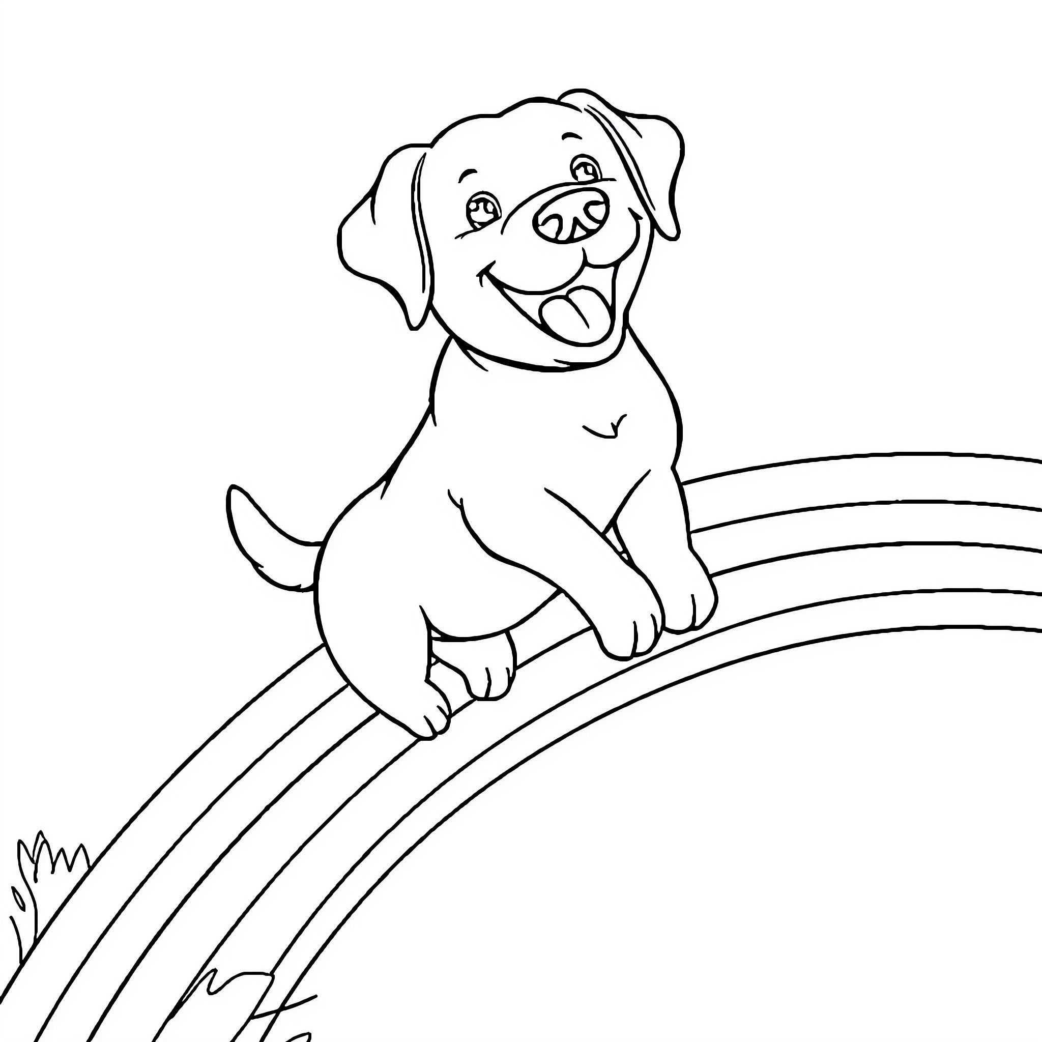 Labrador puppy exploring outdoors happily Coloring Page (free black-and-white line drawing printable PDF for all, from beginners to advanced learners, including children, teens, adults, and seniors)