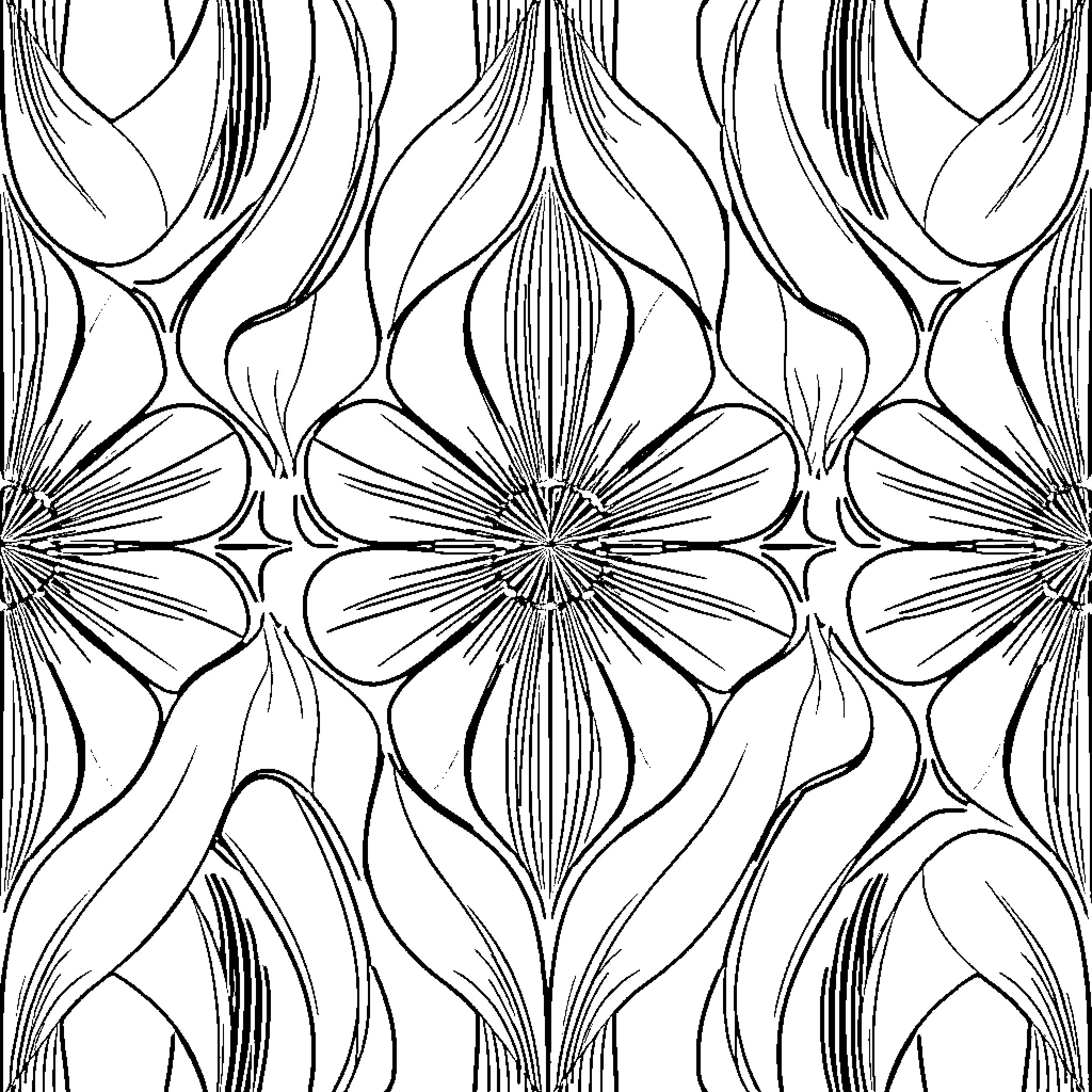 Pattern of abstract floral shapes Coloring Page (free black-and-white line drawing printable PDF for all, from beginners to advanced learners, including children, teens, adults, and seniors)