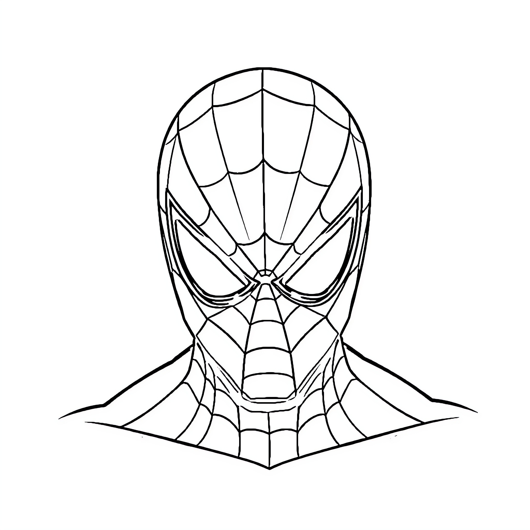 Spider-Man's Iconic Mask and Costume Coloring Page (free black-and-white line drawing printable PDF for all, from beginners to advanced learners, including children, teens, adults, and seniors)