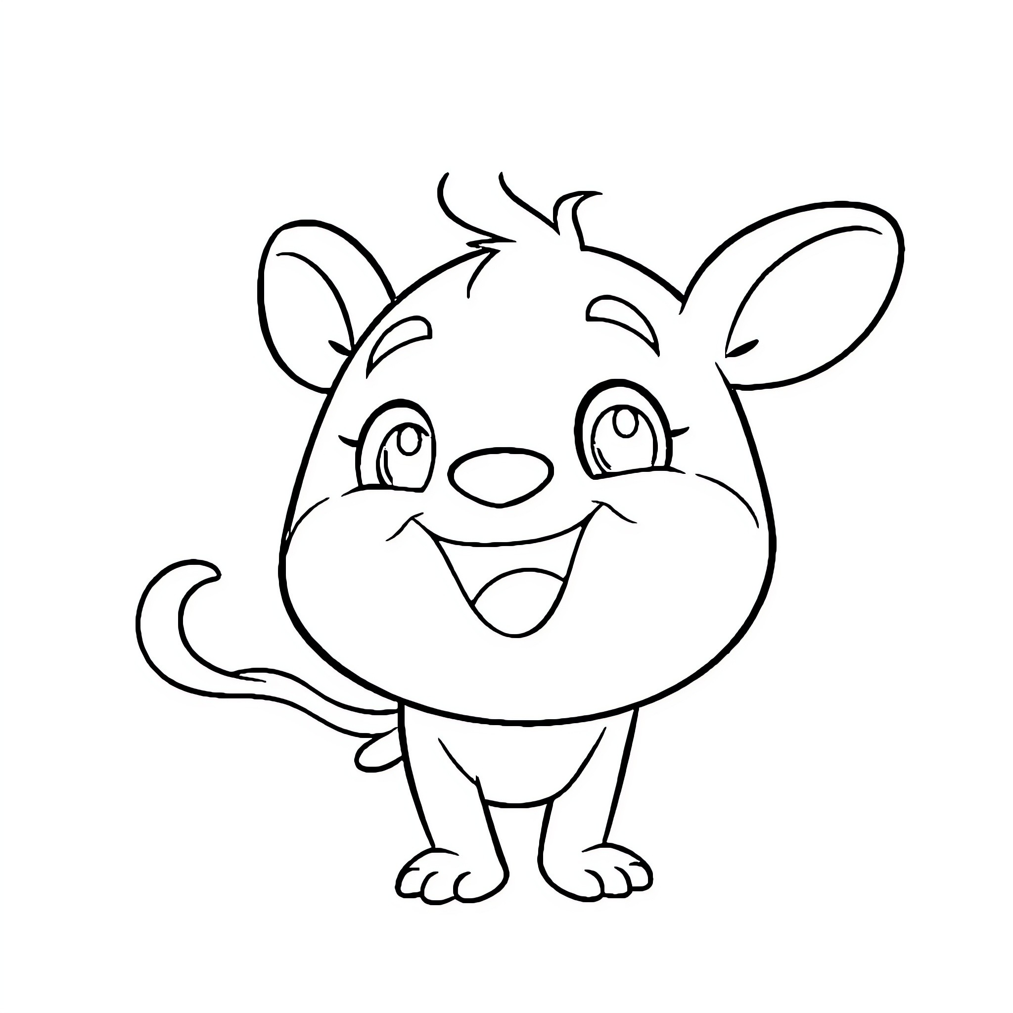 Labubu the cheerful cartoon character Coloring Page (free black-and-white line drawing printable PDF for all, from beginners to advanced learners, including children, teens, adults, and seniors)