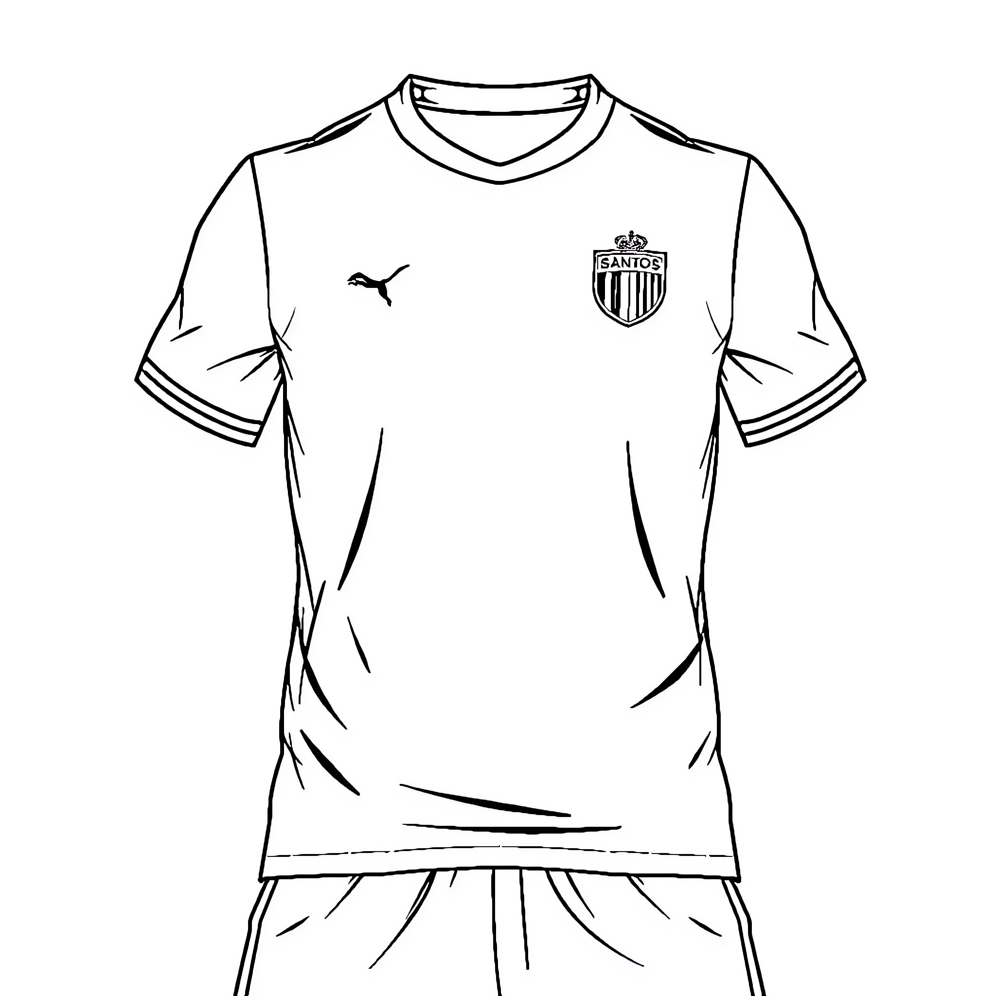 Santos Futebol Clube: Players in White Jersey Coloring Page (free black-and-white line drawing printable PDF for all, from beginners to advanced learners, including children, teens, adults, and seniors)