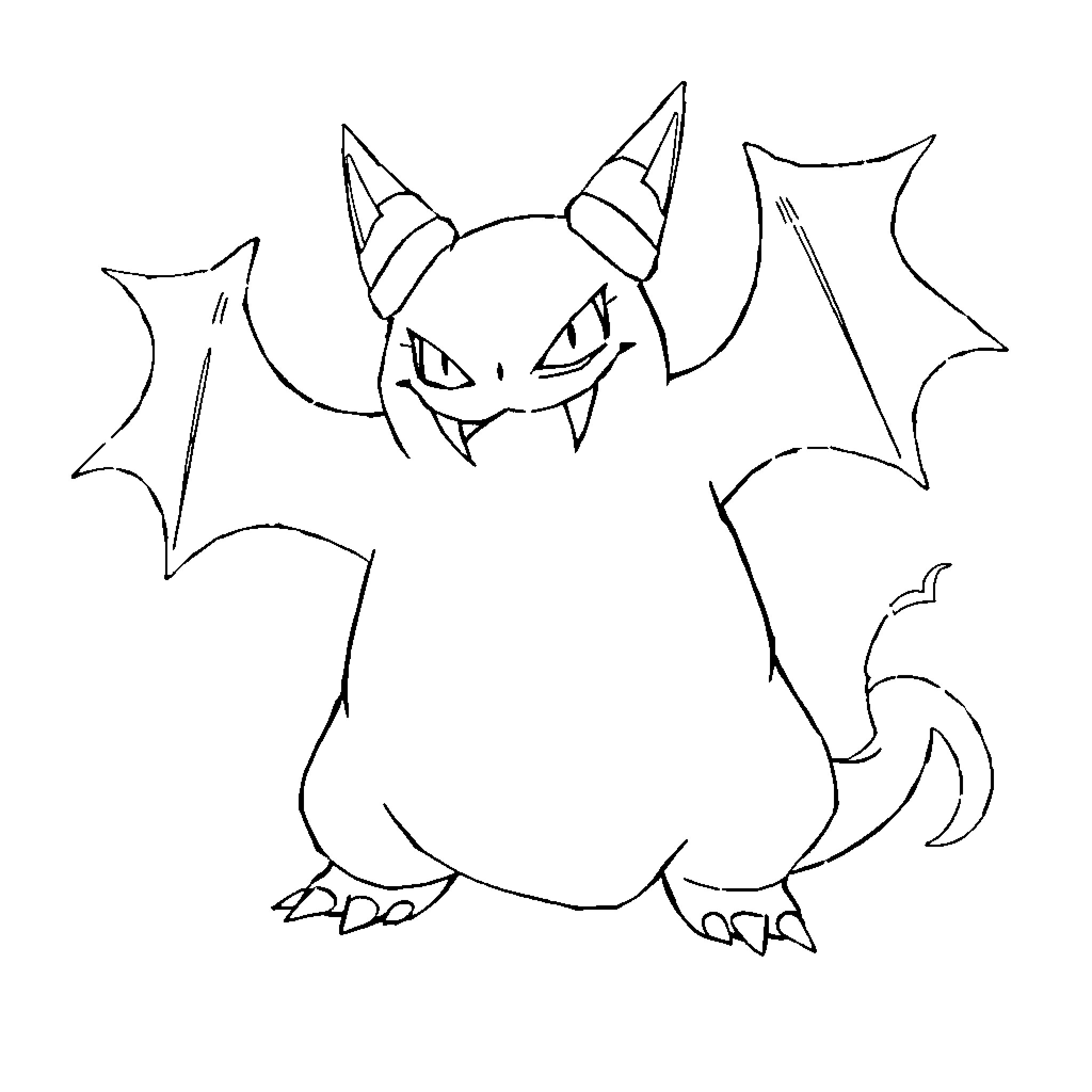 Gengar menacing creature with sharp teeth and claws Coloring Page (free black-and-white line drawing printable PDF for all, from beginners to advanced learners, including children, teens, adults, and seniors)