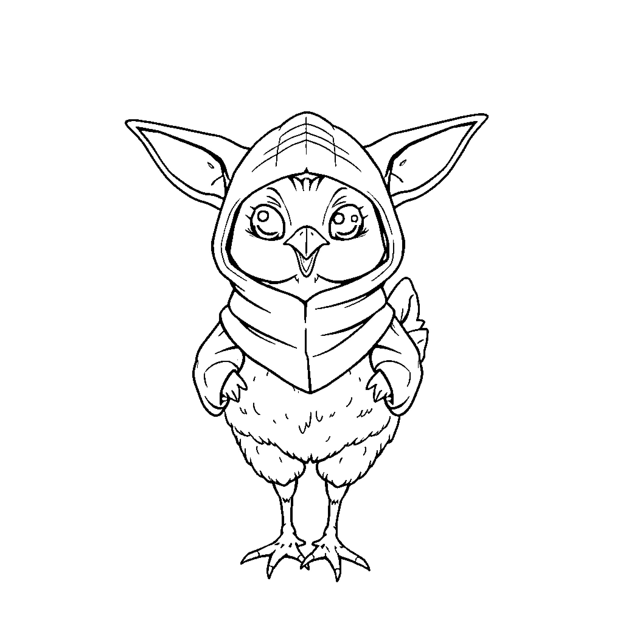 Chicken wearing a cozy sweater Coloring Page (free black-and-white line drawing printable PDF for all, from beginners to advanced learners, including children, teens, adults, and seniors)