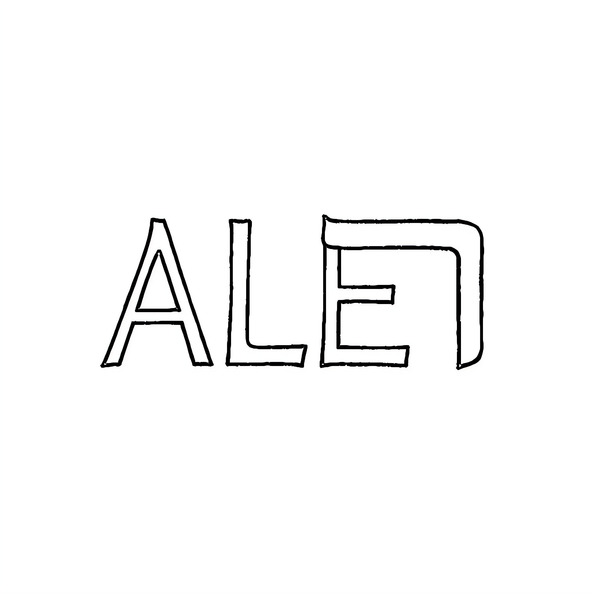 Alef: Simple Sketch Lettering Coloring Page (free black-and-white line drawing printable PDF for all, from beginners to advanced learners, including children, teens, adults, and seniors)