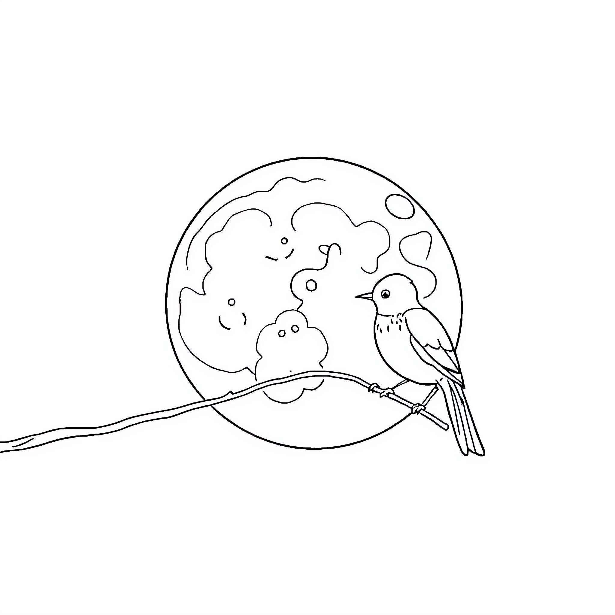 Sonique's Moonlit Songbird Coloring Page (free black-and-white line drawing printable PDF for all, from beginners to advanced learners, including children, teens, adults, and seniors)