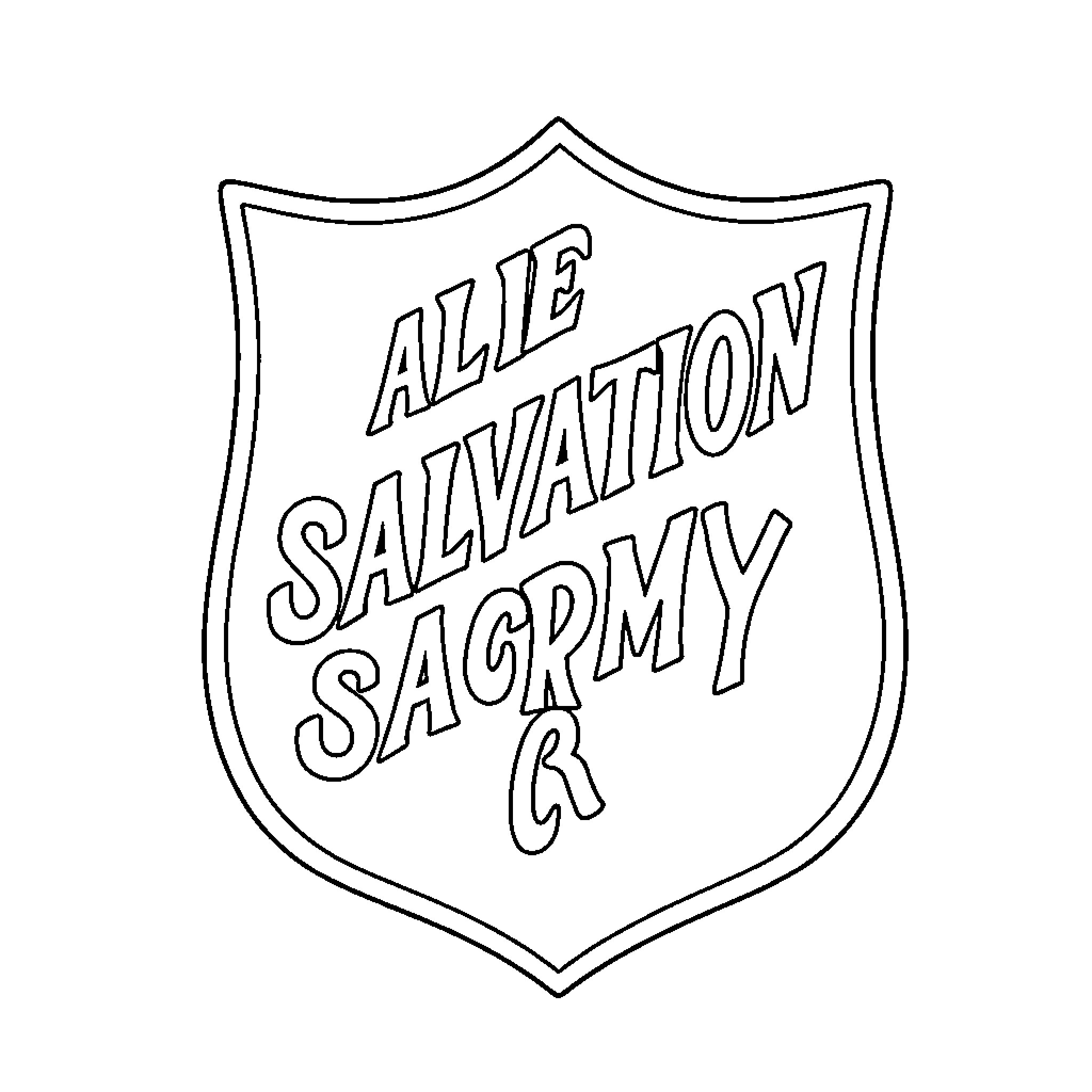 Salvation Army Academy Badge Emblem Coloring Page (free black-and-white line drawing printable PDF for all, from beginners to advanced learners, including children, teens, adults, and seniors)