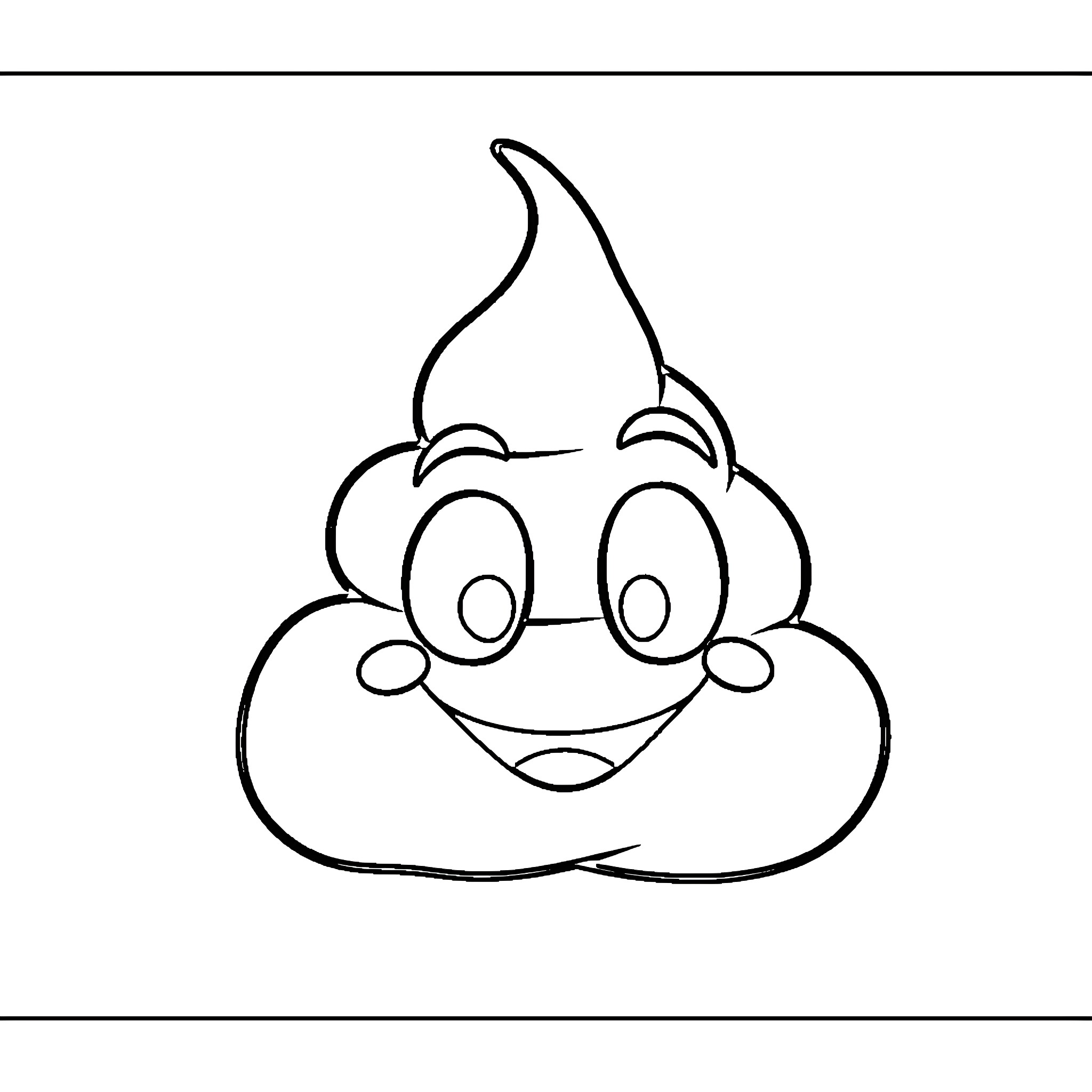 Poop Emoji making a silly face Coloring Page (free black-and-white line drawing printable PDF for all, from beginners to advanced learners, including children, teens, adults, and seniors)