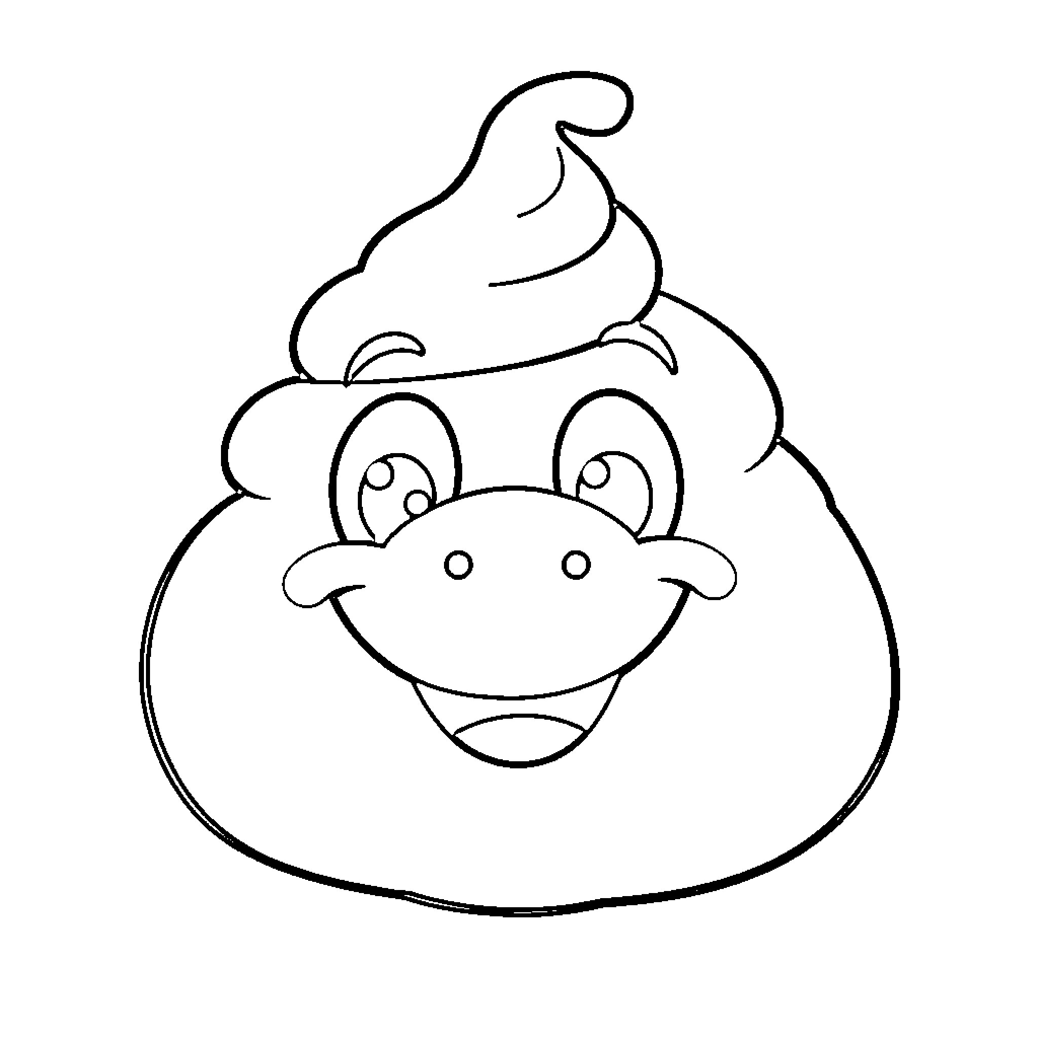 Poo character with happy expression Coloring Page (free black-and-white line drawing printable PDF for all, from beginners to advanced learners, including children, teens, adults, and seniors)