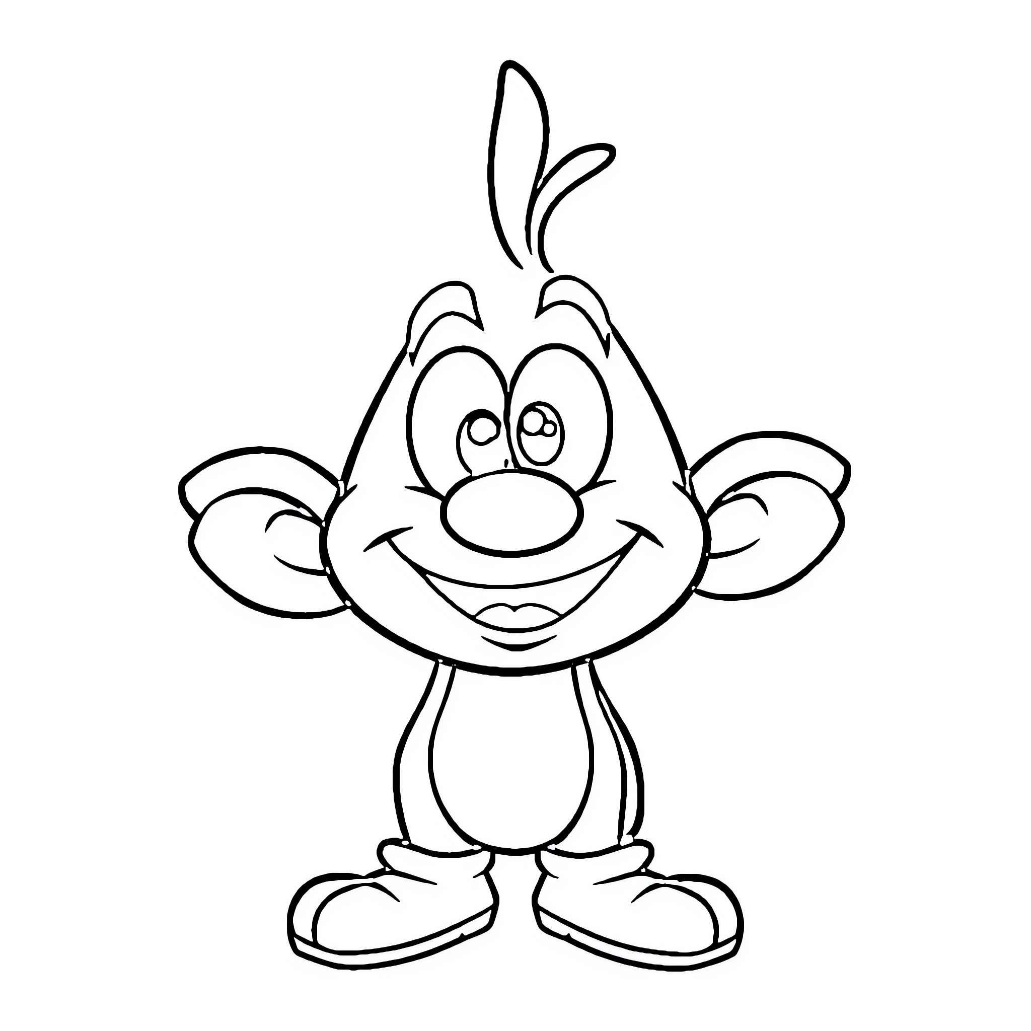 Pepe the happy cartoon character Coloring Page (free black-and-white line drawing printable PDF for all, from beginners to advanced learners, including children, teens, adults, and seniors)