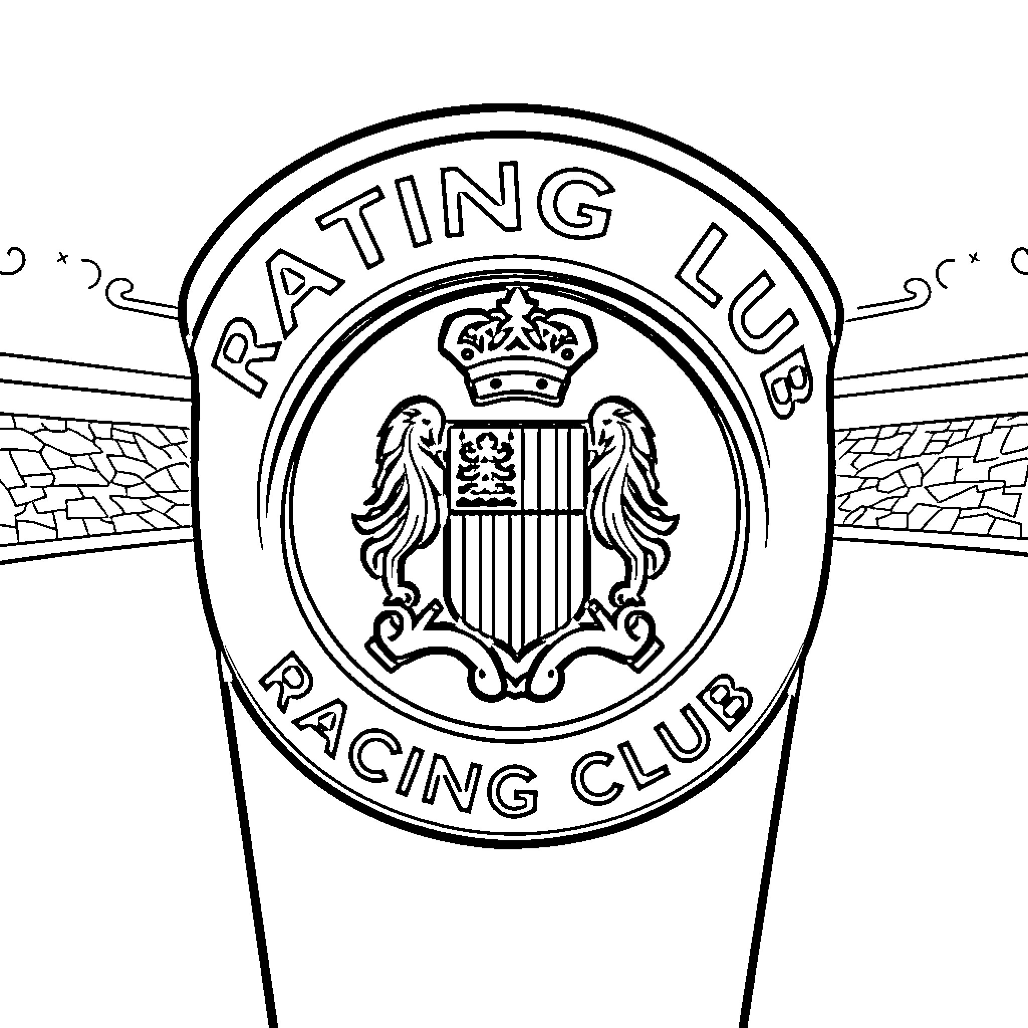 Escudo of the Racing Club Coloring Page (free black-and-white line drawing printable PDF for all, from beginners to advanced learners, including children, teens, adults, and seniors)