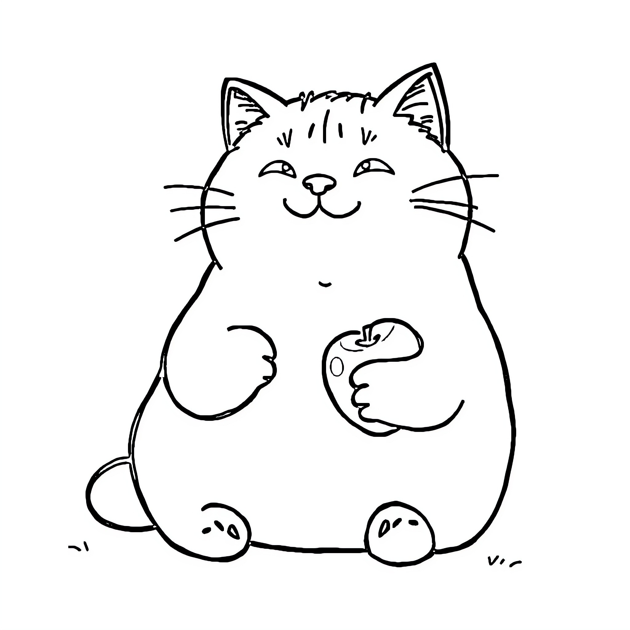 Pusheen relaxing contentedly Coloring Page (free black-and-white line drawing printable PDF for all, from beginners to advanced learners, including children, teens, adults, and seniors)