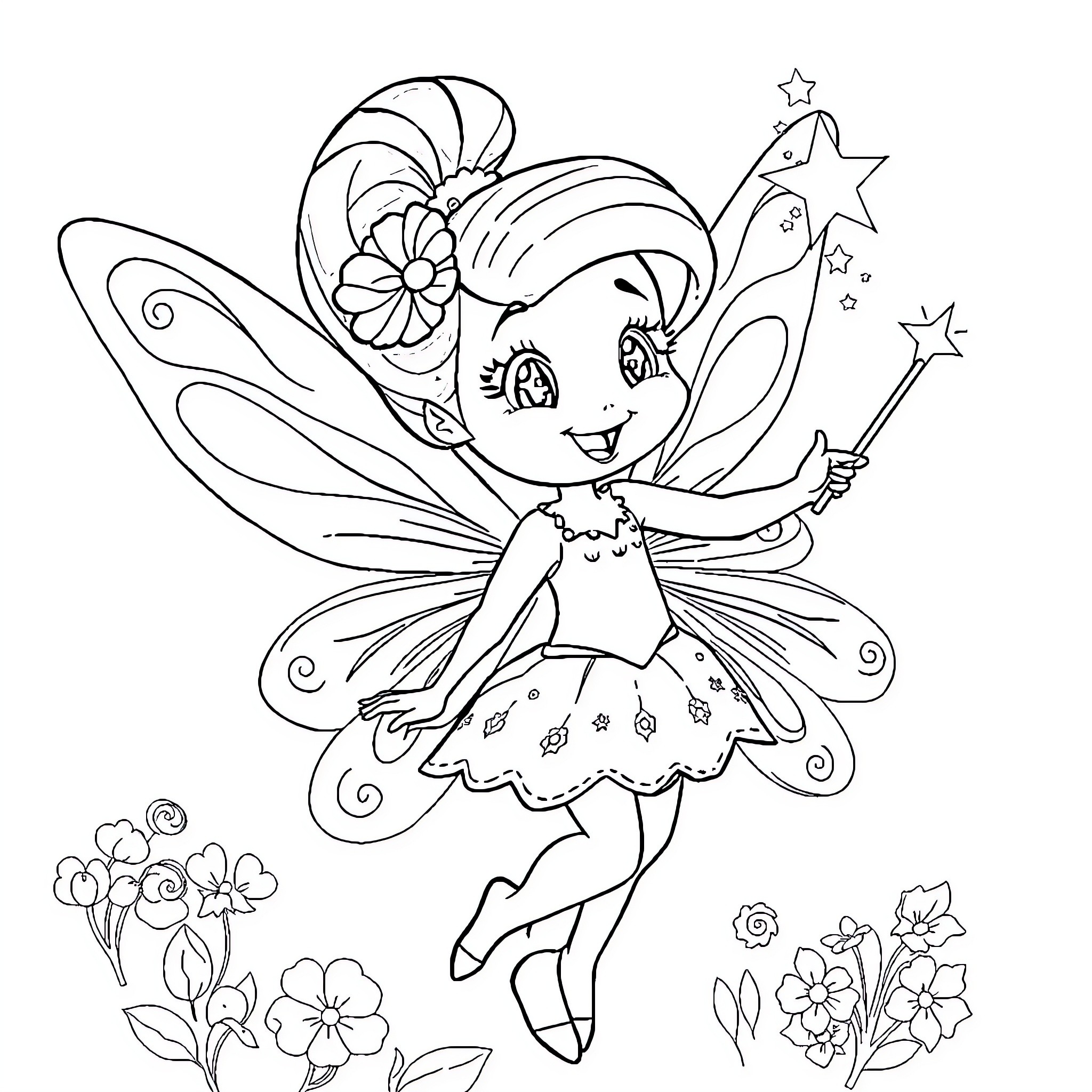 Abby Cadabby's Enchanting Adventure Coloring Page (free black-and-white line drawing printable PDF for all, from beginners to advanced learners, including children, teens, adults, and seniors)