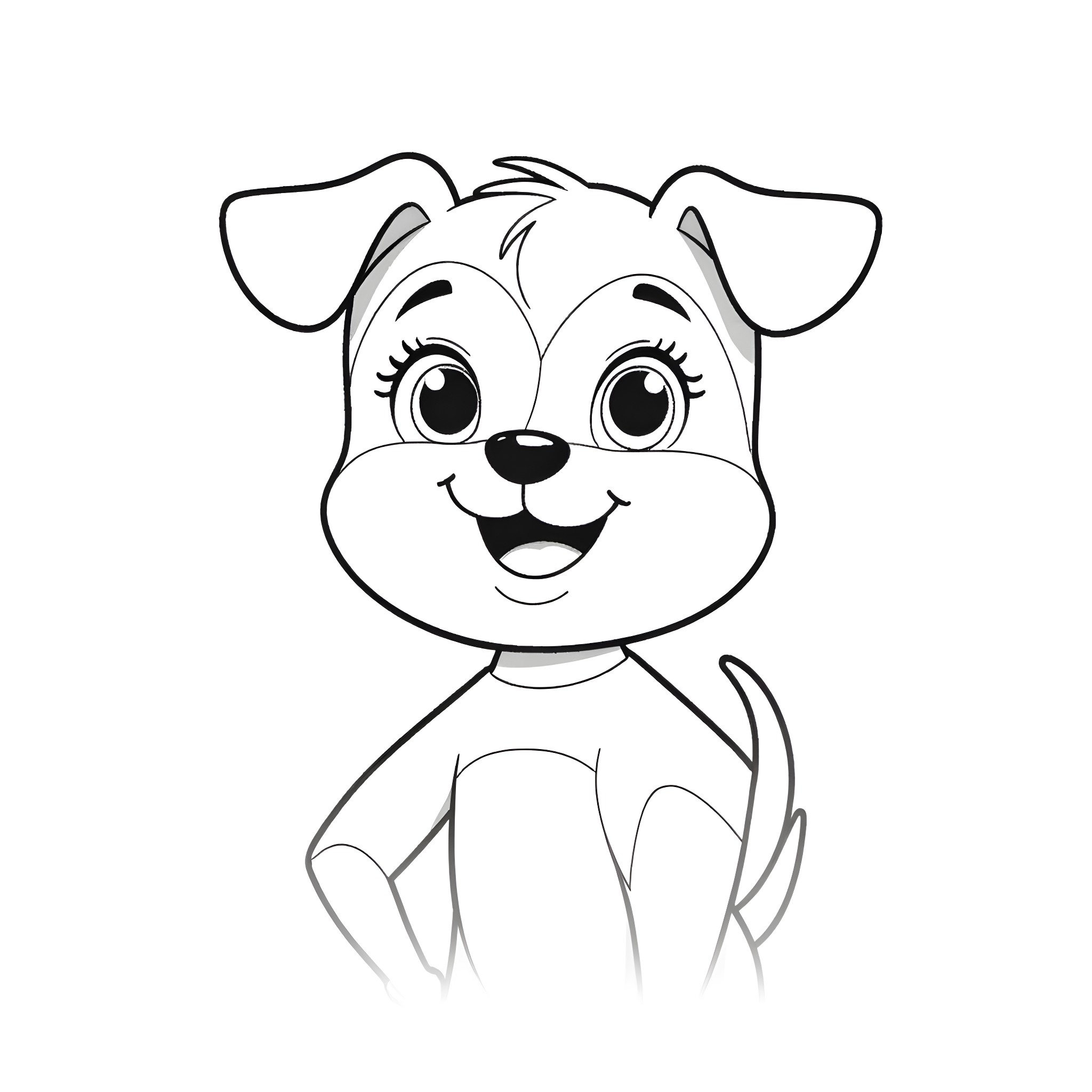 Ryder the Pup with a Cheerful Expression Coloring Page (free black-and-white line drawing printable PDF for all, from beginners to advanced learners, including children, teens, adults, and seniors)