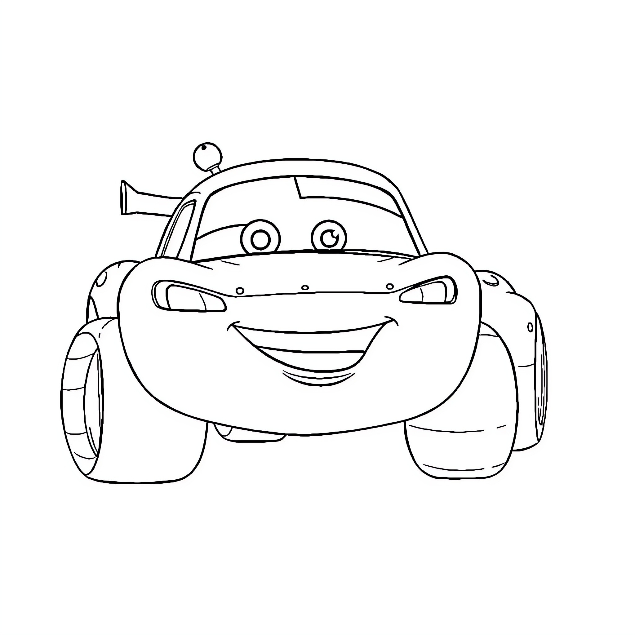 Snot Rod's Happy Ride in the Cartoon Car Coloring Page (free black-and-white line drawing printable PDF for all, from beginners to advanced learners, including children, teens, adults, and seniors)