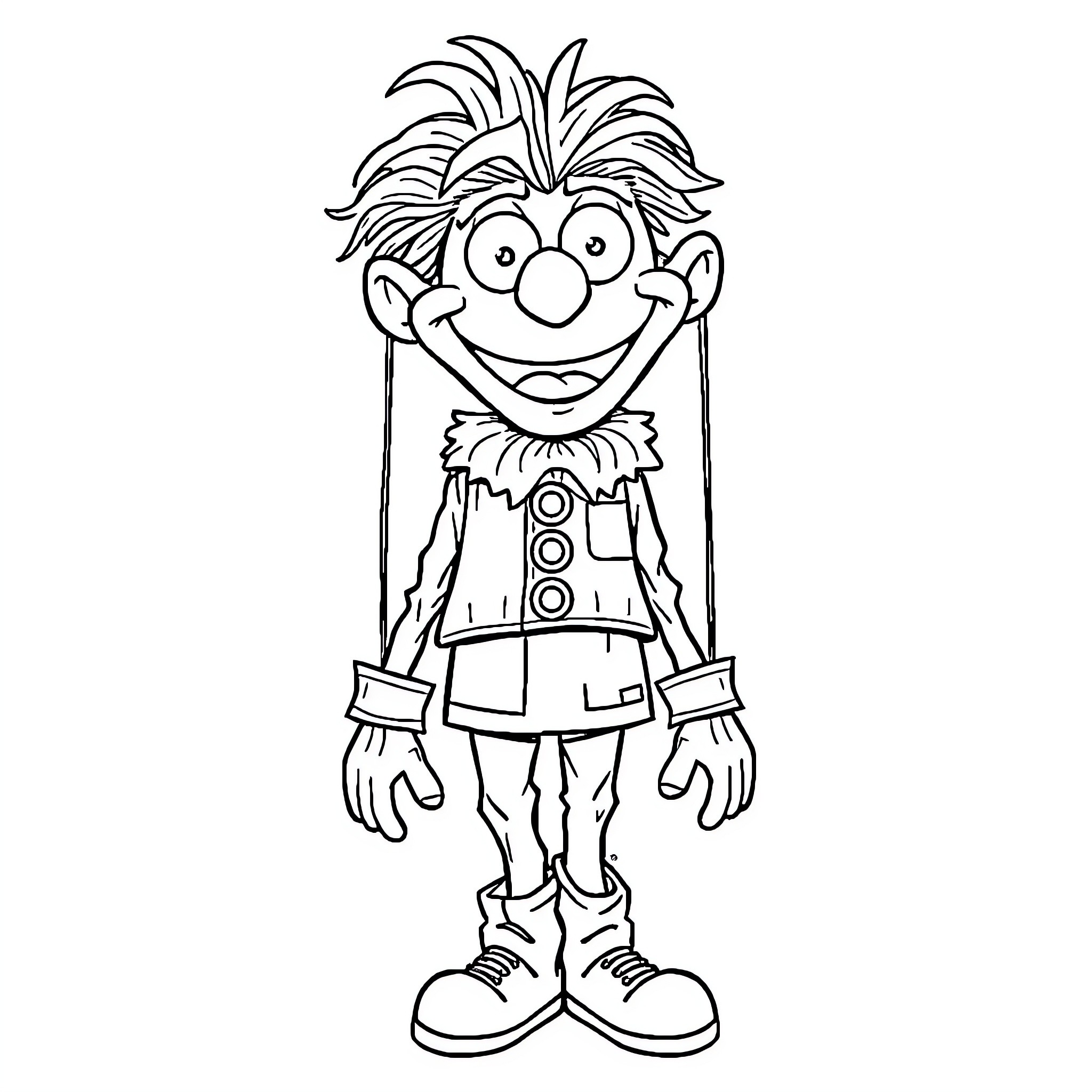 Spamton's Eccentric Appearance and Pose Coloring Page (free black-and-white line drawing printable PDF for all, from beginners to advanced learners, including children, teens, adults, and seniors)