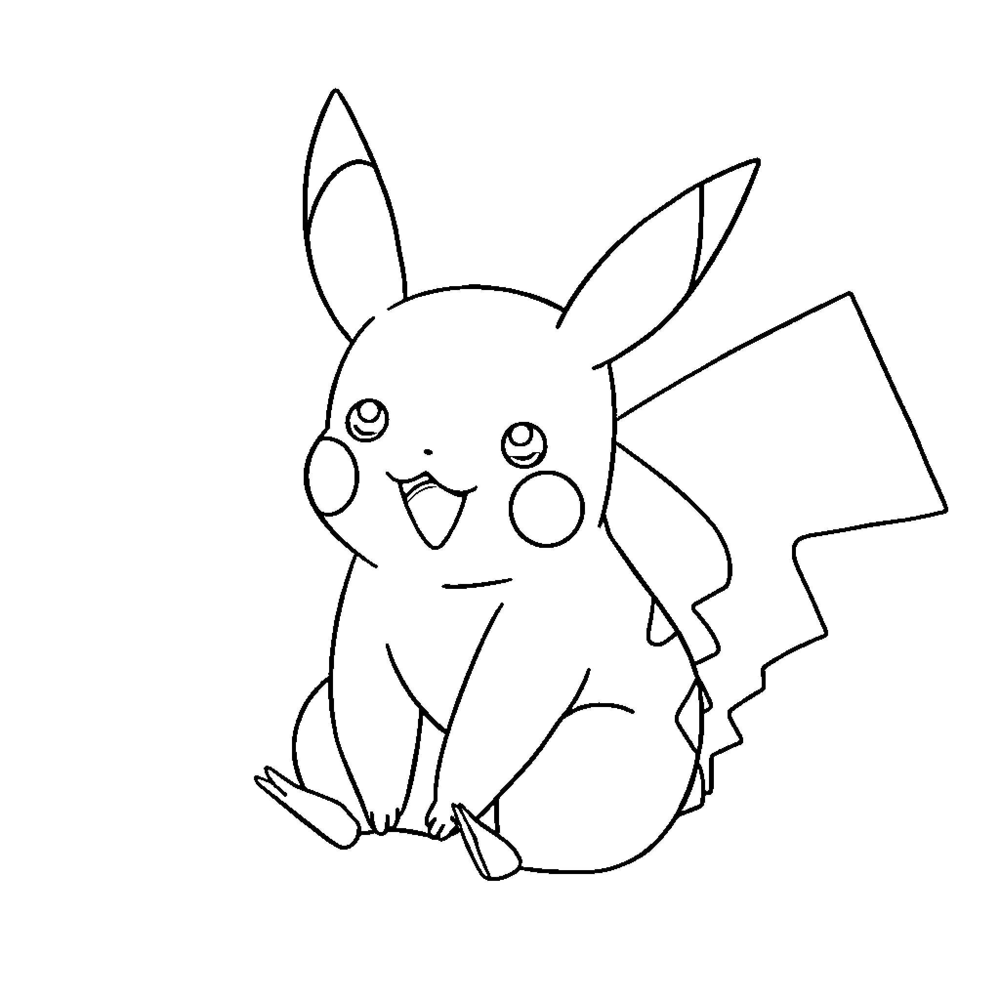 Pikachu Delightfully Expressing Itself Coloring Page (free black-and-white line drawing printable PDF for all, from beginners to advanced learners, including children, teens, adults, and seniors)