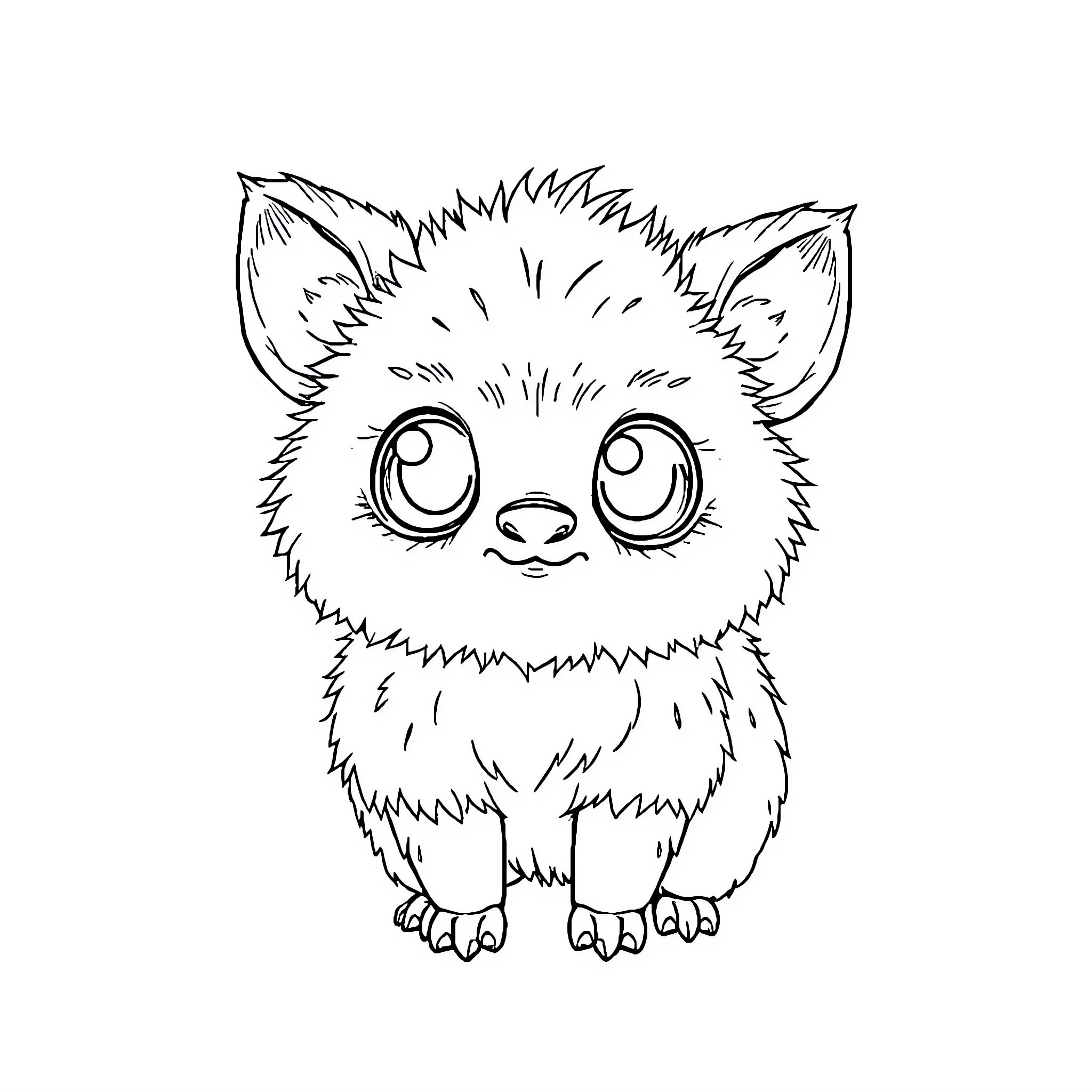 Labubu the Adorable Furry Creature Coloring Page (free black-and-white line drawing printable PDF for all, from beginners to advanced learners, including children, teens, adults, and seniors)